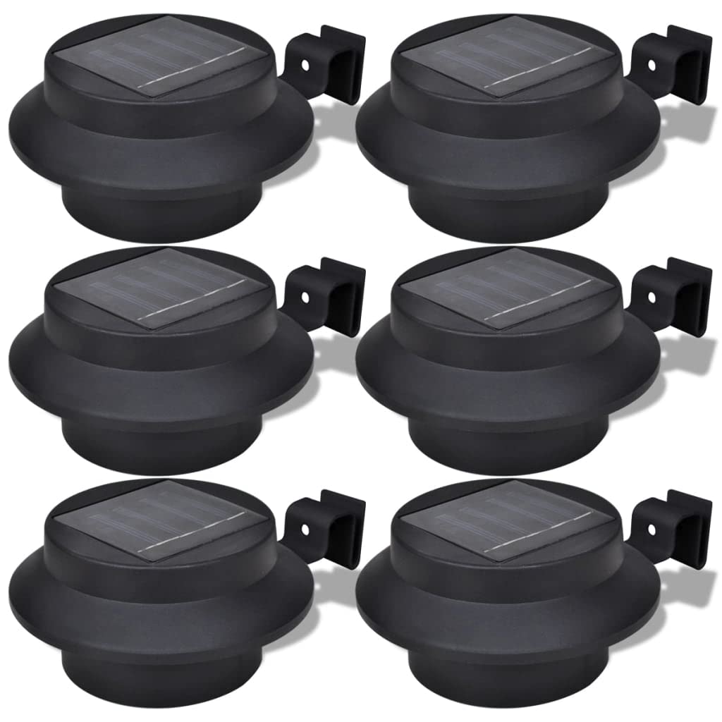 SKM Outdoor Solar Lights Set of 6 - Waterproof Black Fence & Gutter Lights for Garden, Pathway, Yard, Patio Decoration - Solar Powered LED Landscape Lighting