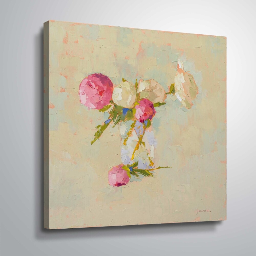Peonies In Glass No. 2 Gallery Wrapped Canvas Wall Art - Floral Painting for Living Room, Bedroom & Office Decor