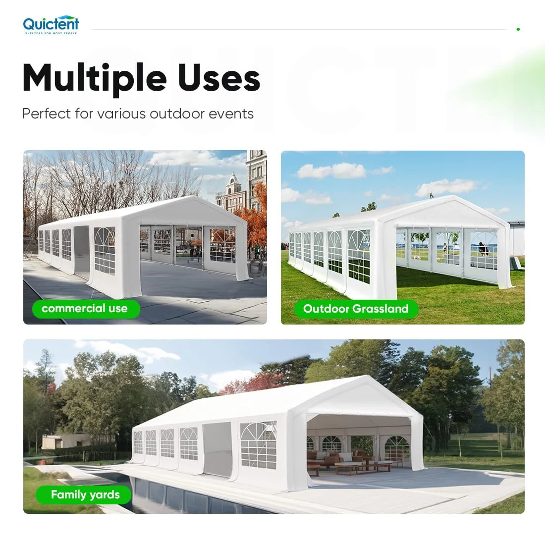20' x 40' White Party Tent - Heavy Duty Outdoor Canopy for Weddings, Events & Backyard Gatherings - Waterproof & UV Resistant Shelter