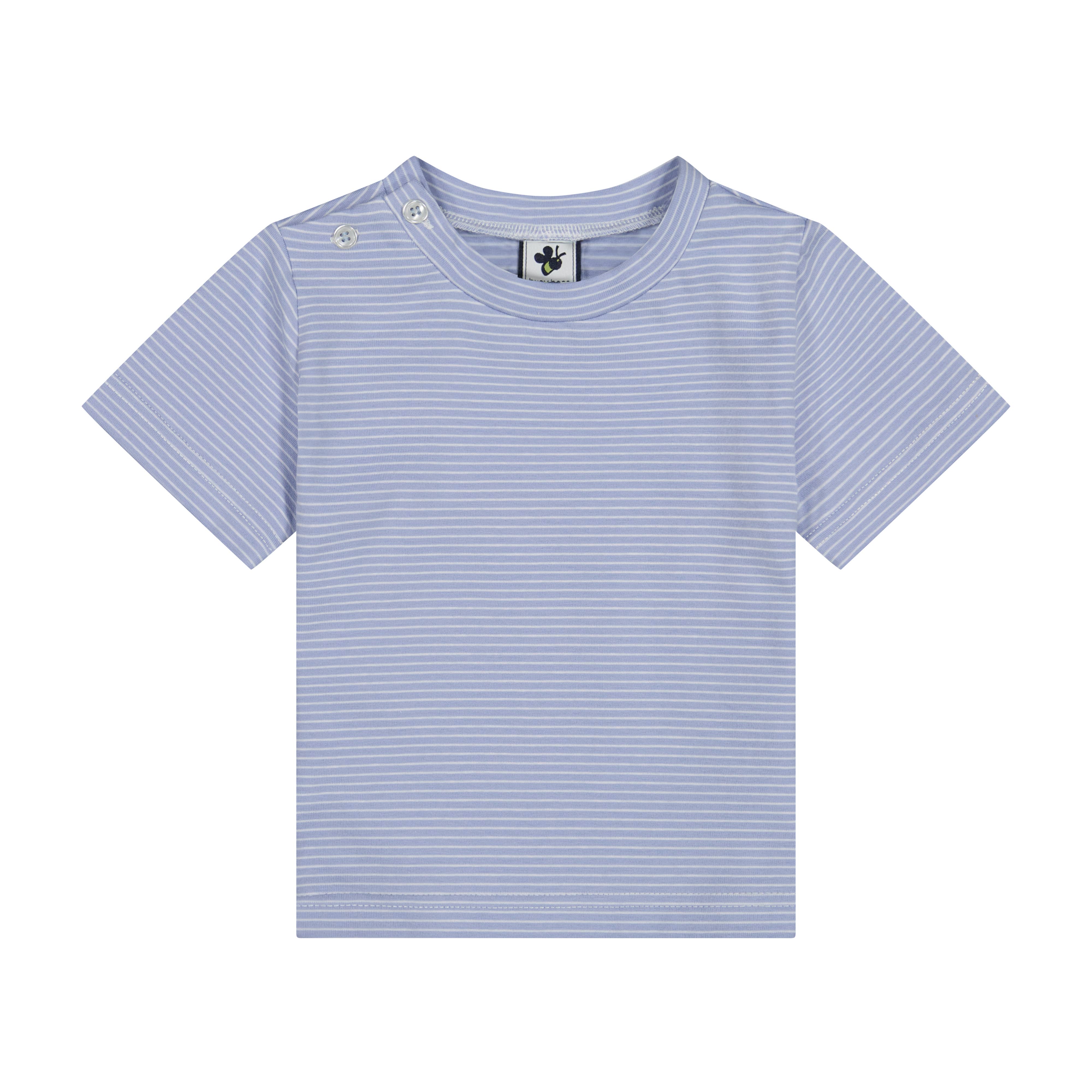 Henry Button Tee Cornflower Blue Mini Stripe - Soft Cotton Short Sleeve Button-Up Shirt for Men | Perfect for Casual Wear, Summer Outfits & Beach Vacations
