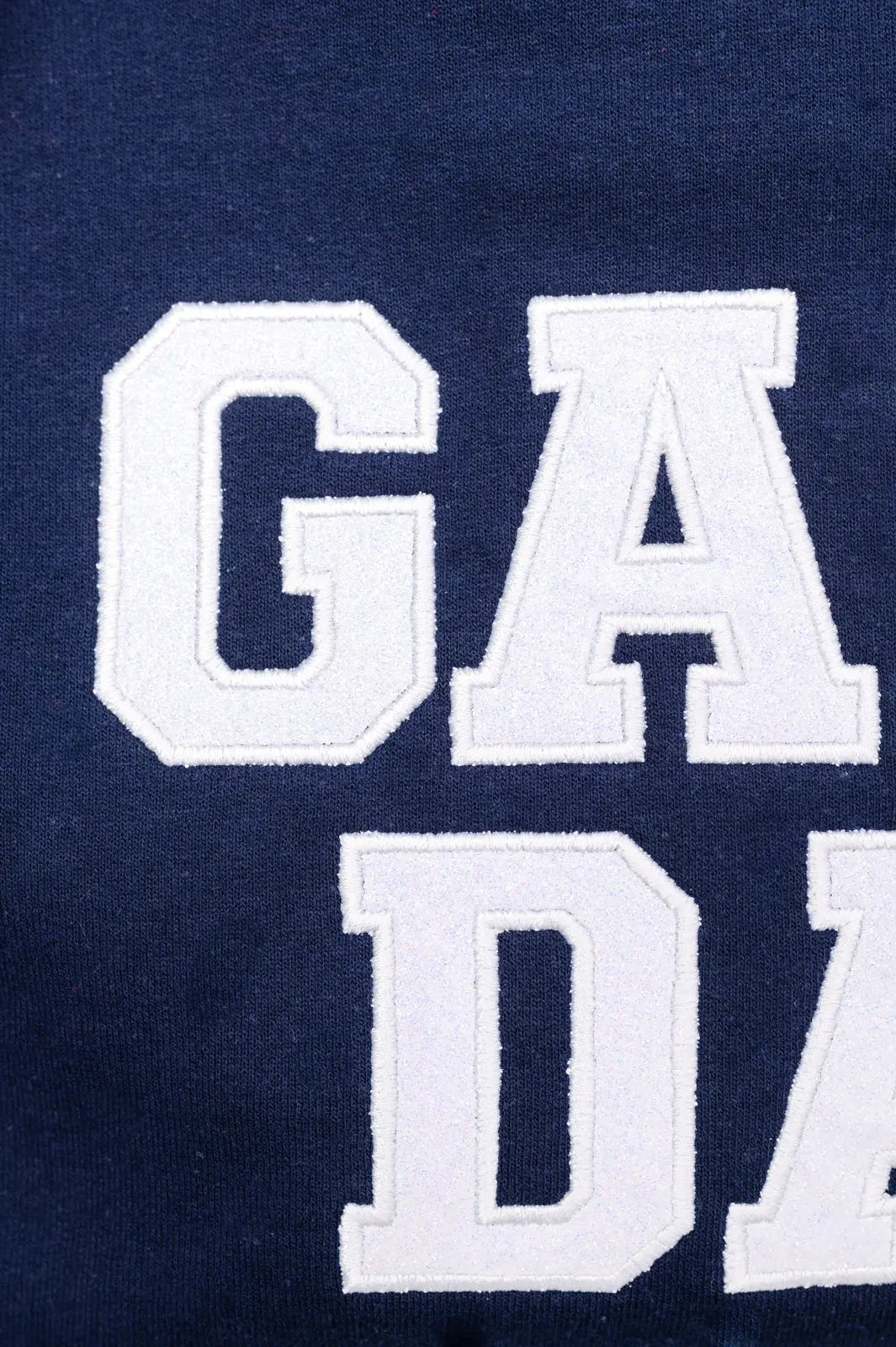 PREORDER: Embroidered Glitter Game Day Sweatshirt - Navy & White | Perfect for Football Parties, Tailgating & Sports Fan Apparel