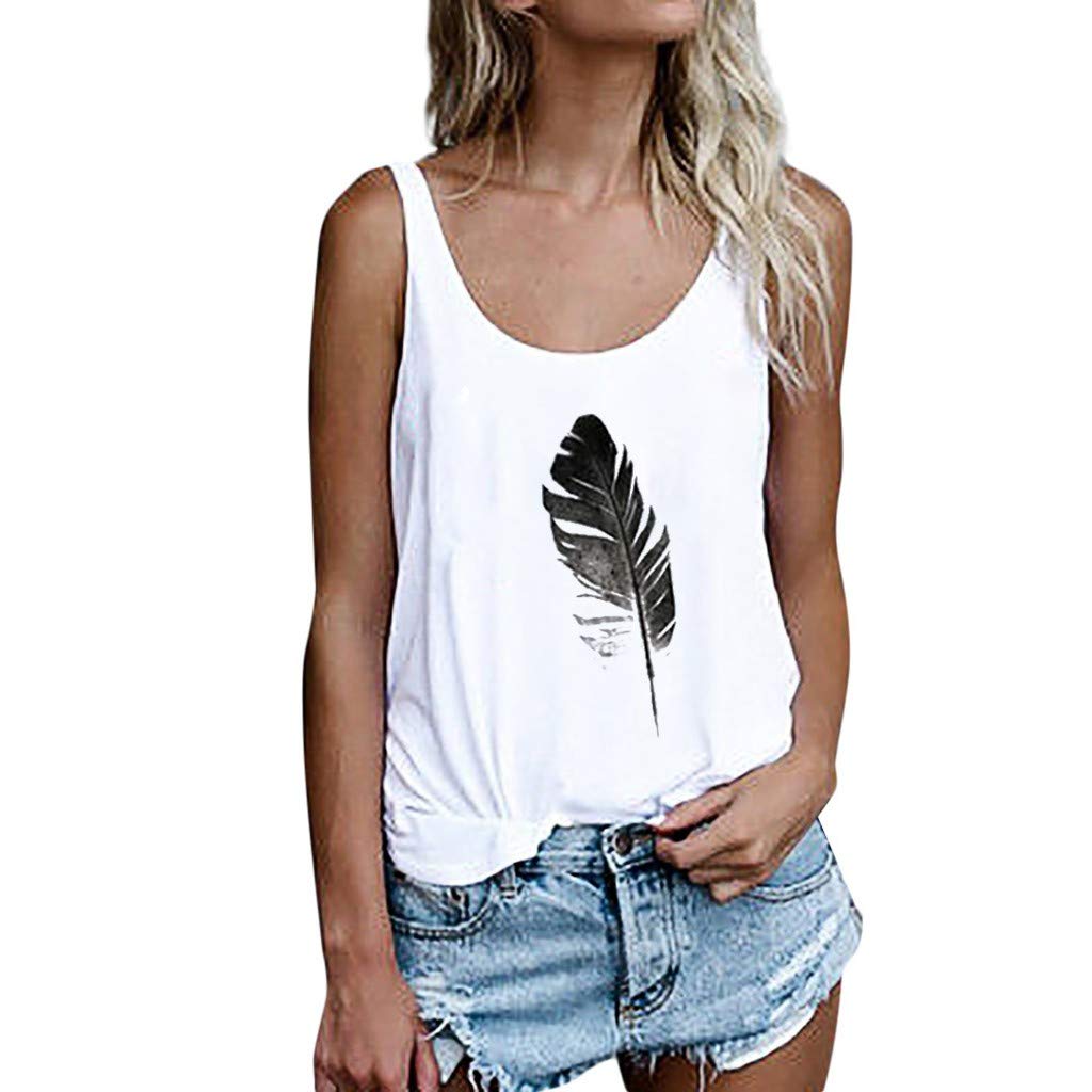 Women's Floral V-Neck Sleeveless Tank Tops with Side Split - Summer Casual T-Shirts for Workout, Beach, and Everyday Wear