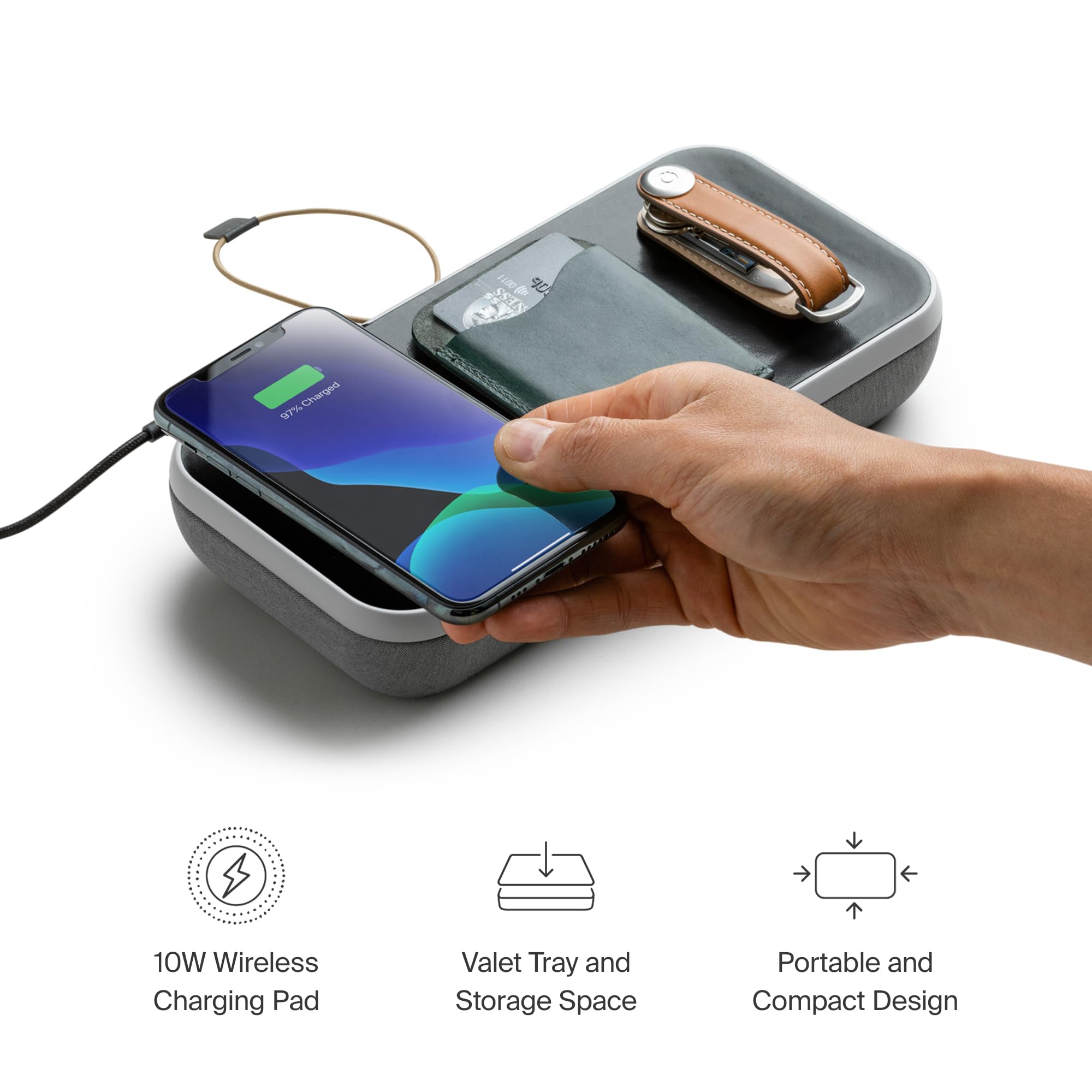 Orbitkey Nest - Premium Portable Desk Organizer with Wireless Charger | Customizable Polycarbonate & Nylon Case | Compact 9.5