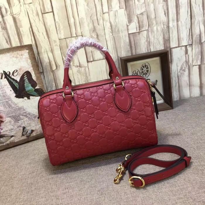 Gucci Signature Small Top Handle Bag for Women - Luxury Red Leather Crossbody Purse for Work, Party & Evening Out