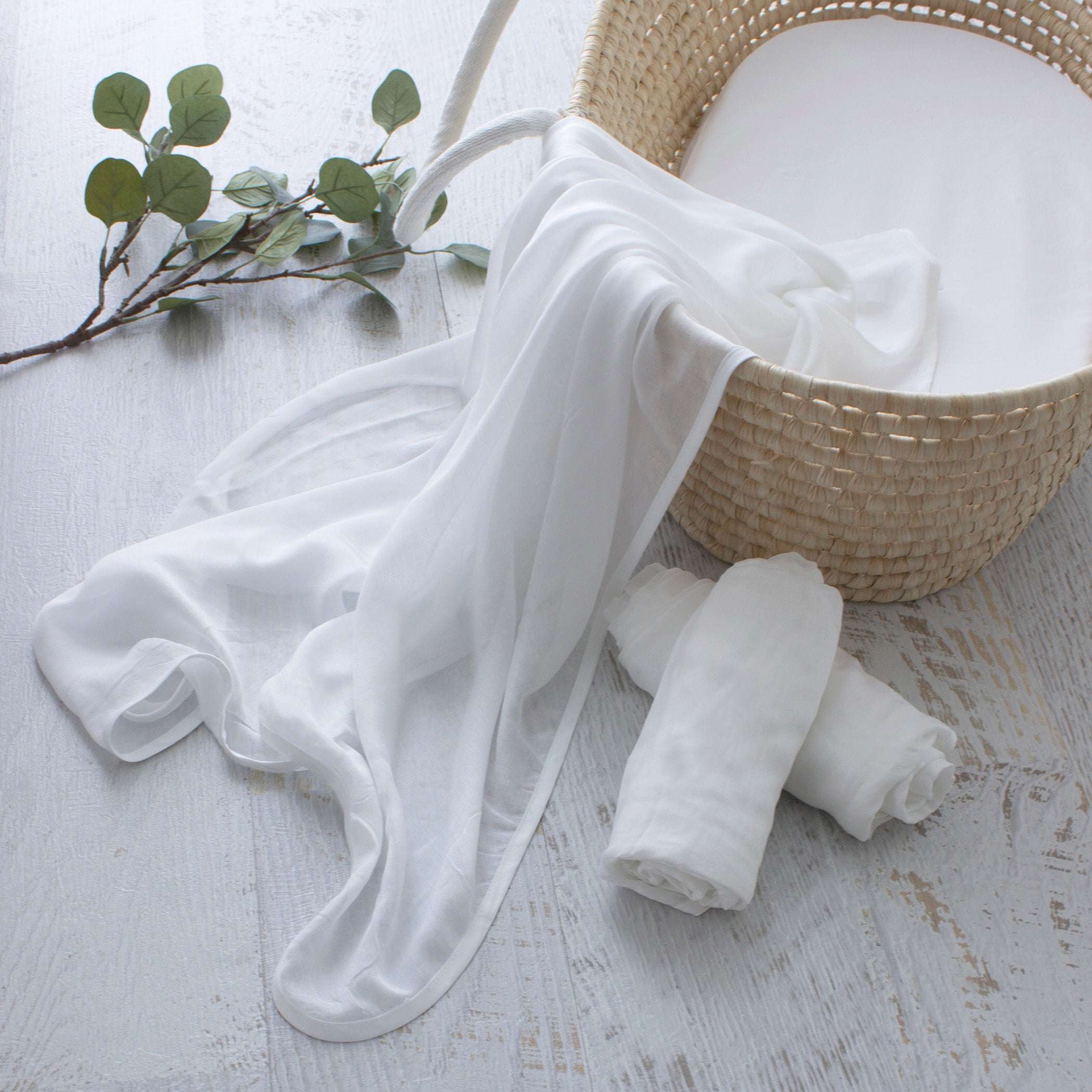 Soft Bamboo White 3-Pack Muslin Swaddle Wraps for Newborns - Breathable Baby Blankets for Swaddling, Nursing & Comfort | Perfect for Nursery, Travel & Photo Shoots