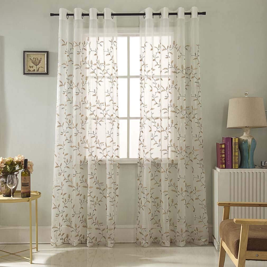 Sheer Voile Curtain Panels for Bedroom & Living Room - Light Filtering Solid Grommet Drapes, Set of 1 - Perfect for Home Decoration & Privacy Protection