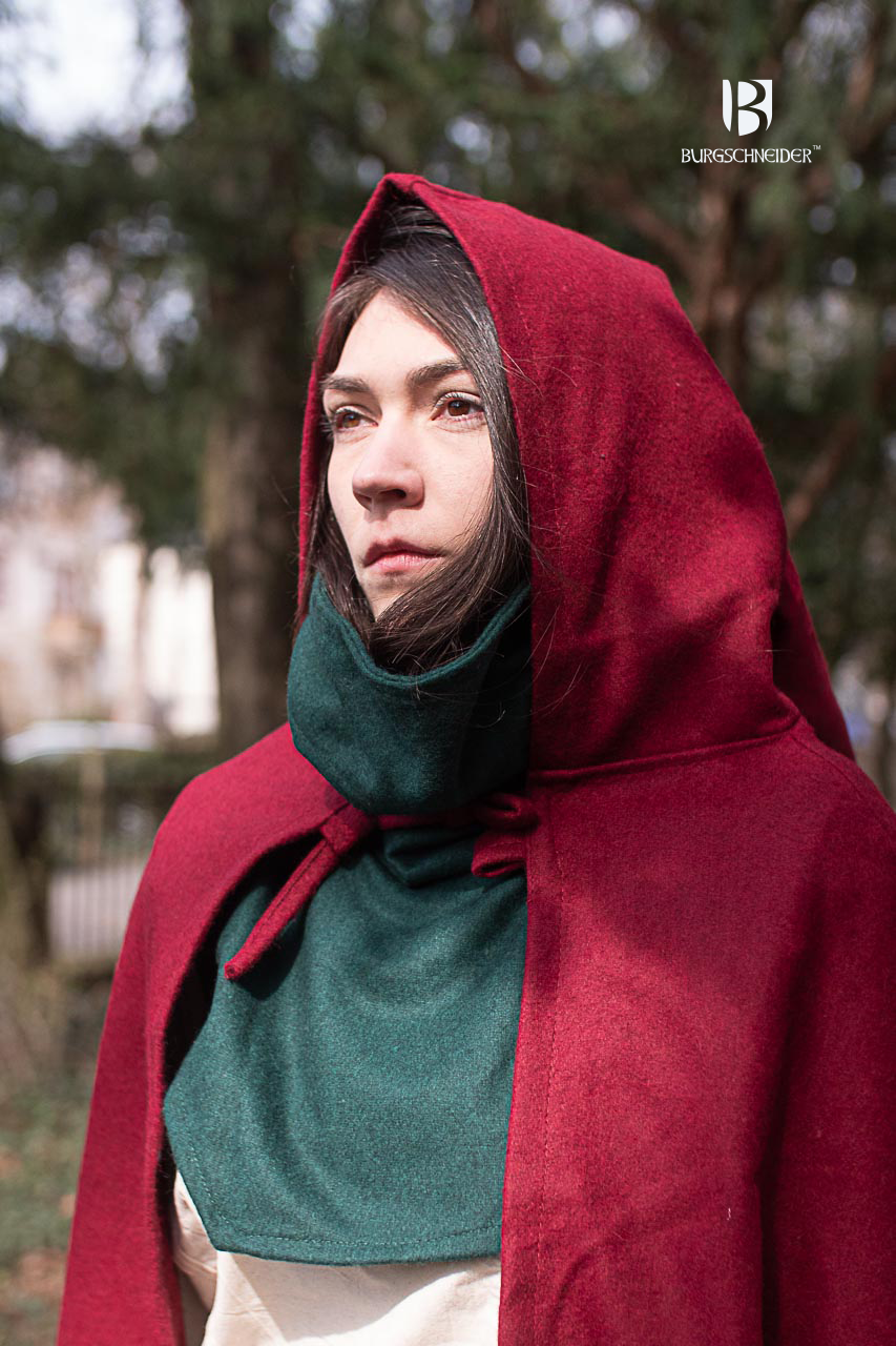 Wool Hooded Cloak for Women - Warm Winter Red Cape with Hood - Perfect for Renaissance Fairs, Cosplay & Cold Weather Outdoors