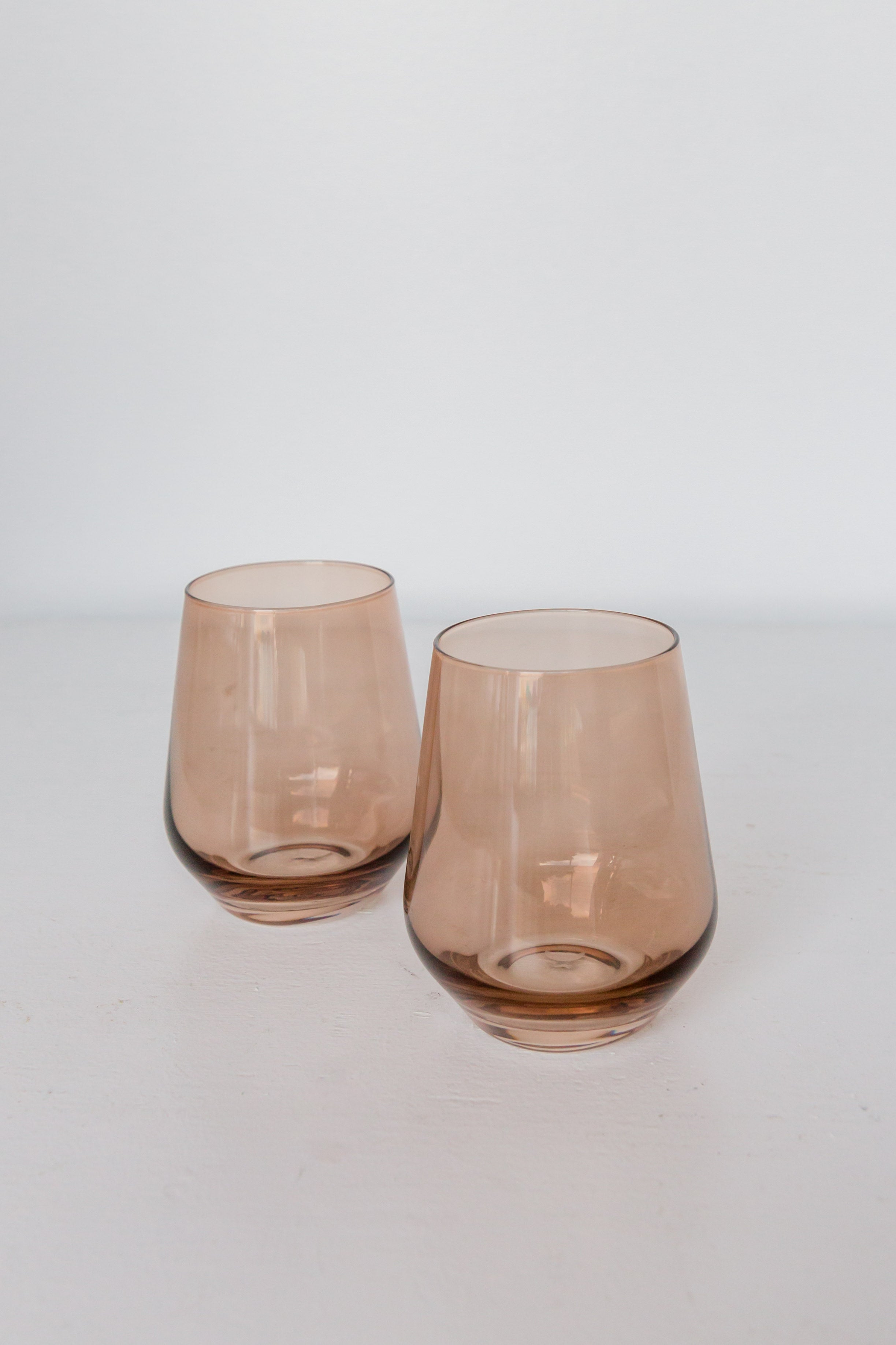 Premium Estelle Colored Wine Glasses Set of 6 - Stemless, Shatter-Resistant, Mocha Mousse (Amber Smoke) - Perfect for Parties, Weddings, and Home Entertaining