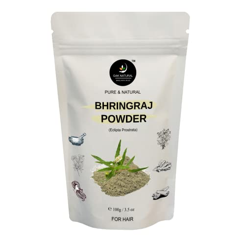 Gak Pure and Natural Bhringraj Powder - 100% Organic Ayurvedic Hair Growth Treatment for Strong, Healthy & Shiny Hair (100g) | Promotes Hair Growth, Reduces Hair Fall & Adds Shine | Perfect for DIY Hair Masks, Scalp Treatments & Natural Hair Care Routines
