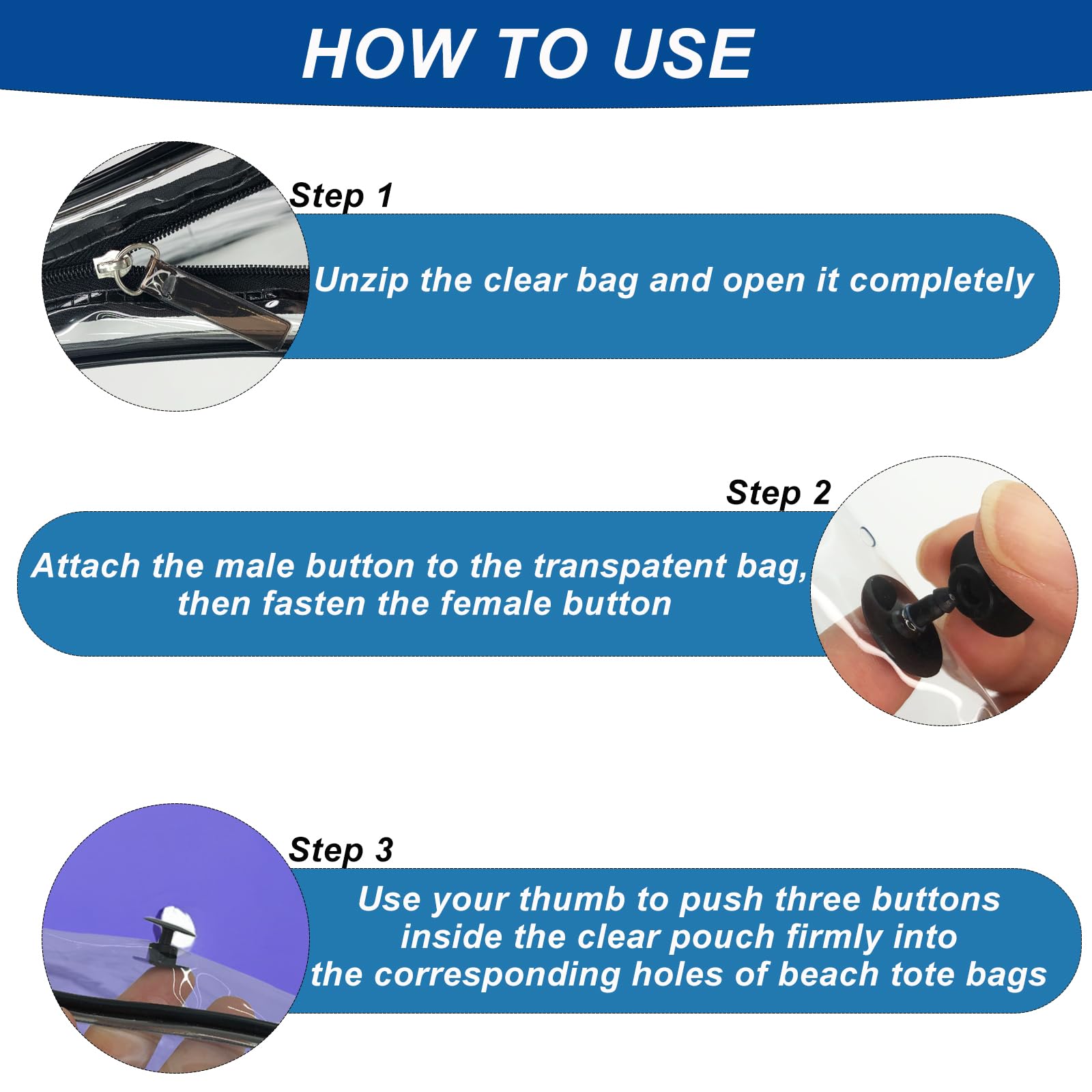 Clear Insert Bag Accessories for Beach Tote - Waterproof Travel Storage Pouch for Cosmetics, Toiletries & Makeup Brushes | Perfect for Beach Trips, Gym Bags & Travel Organizers