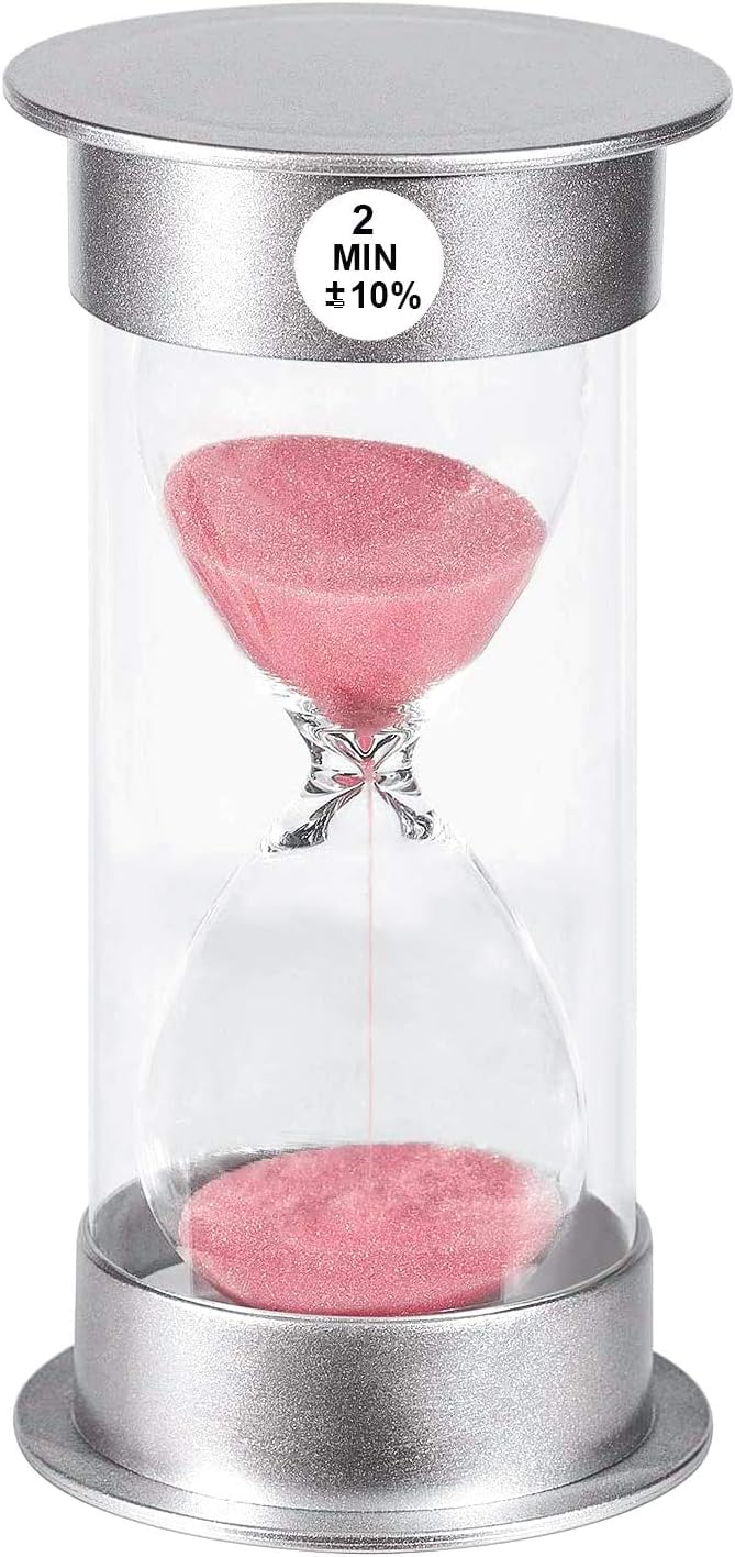 2 Minute Unbreakable Plastic Hourglass Timer - Pink Sand Clock for Kids, Games, Classroom, Kitchen & Toothbrush Timing | Perfect for Time Management, Cooking, Study Sessions & Bathroom Decor