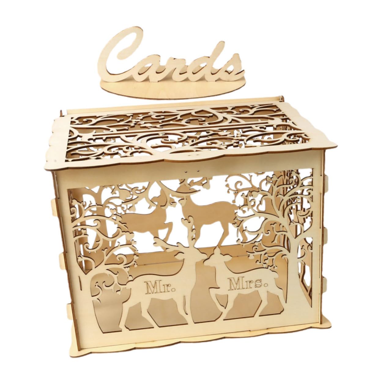 Elegant Wooden Name Card Holder Box for Wedding Guestbook & Greeting Cards Storage - Perfect for Wedding Sign-in, Anniversary Events & Office Desk Organization