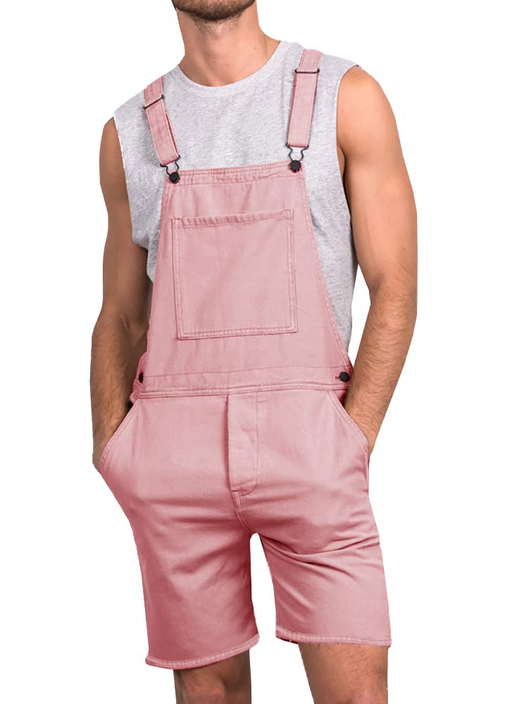 Runcati Men's Casual Bib Overalls - Lightweight Cotton Denim Jumpsuit with Pockets, Loose Fit Romper for Summer | Perfect for Outdoor Activities, Gardening, and Casual Wear