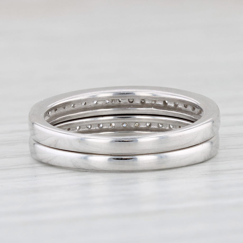 0.45ctw Diamond Wedding Band Set - 14k White Gold Size 7 Rings for Women - Perfect for Anniversary, Engagement & Bridal Jewelry Gifts