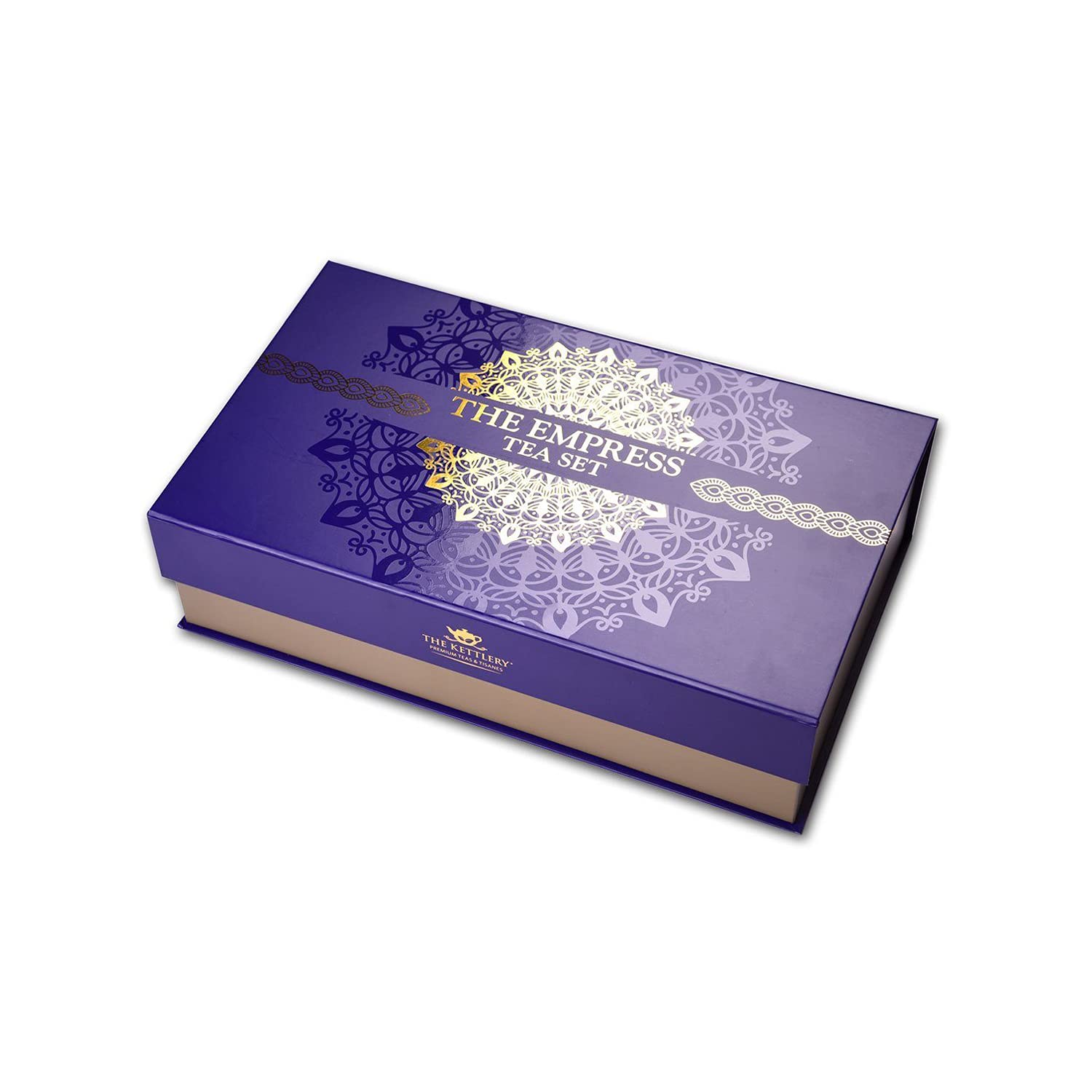 Premium Empress Tea Gift Set - 4 Aromatic Loose Leaf Teas with Elegant Stainless Steel Kettle & 4 Porcelain Cups - Perfect for Afternoon Tea, Housewarming Gifts & Relaxation Moments