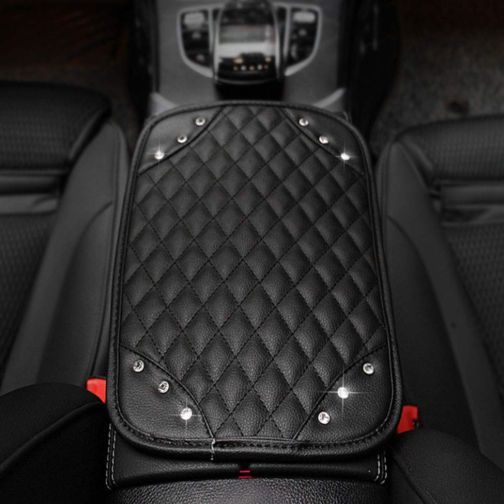 EGABNG Universal PU Leather Car Center Console Armrest Cover Protector - Non-Slip Comfort for Sedans, SUVs & Trucks (Driving & Road Trips)