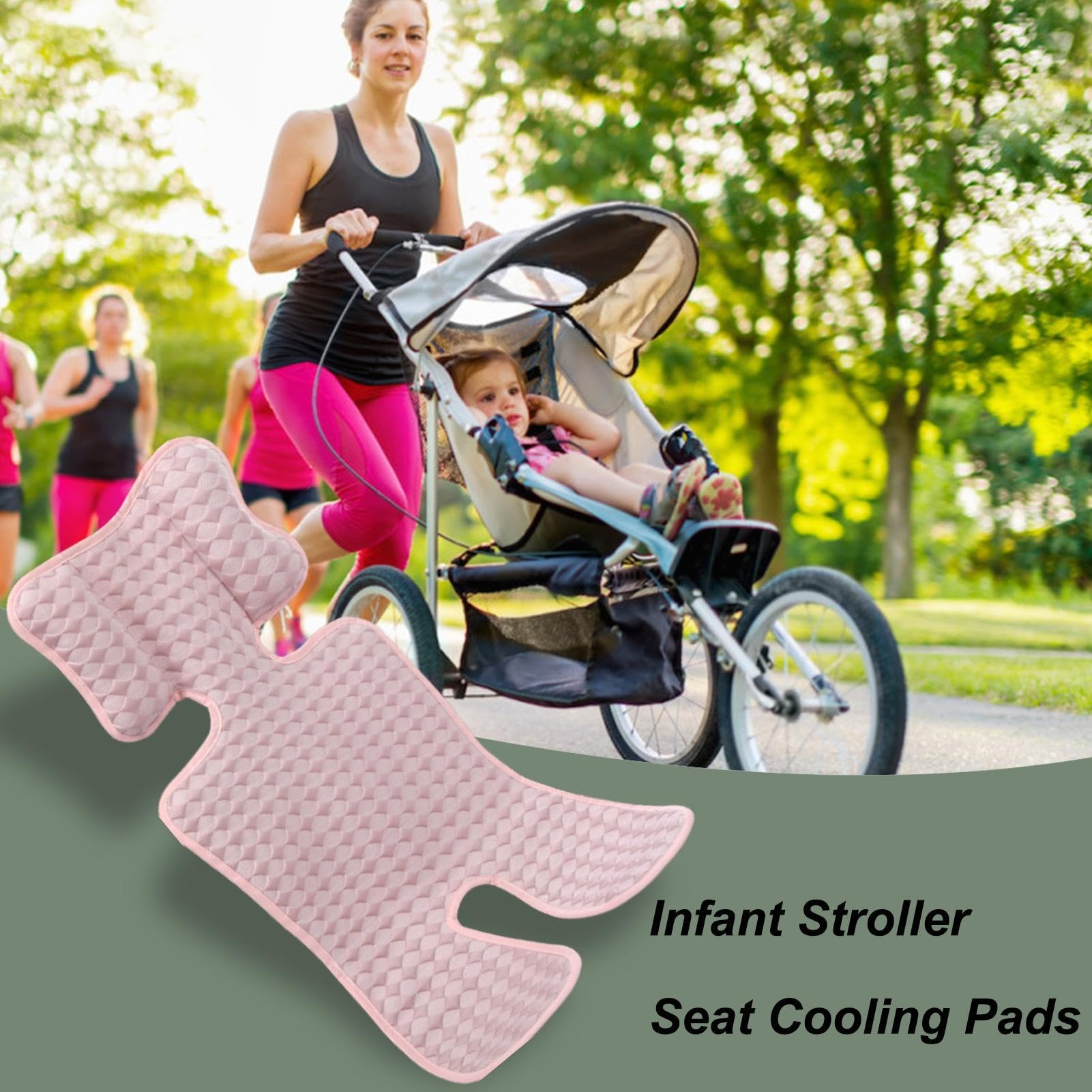 Baby Stroller Cooling Pad - Breathable Ice Silk Seat Liner for Infants & Toddlers - Summer Car Seat Cooler Cushion (Pink) - Perfect for Hot Weather, Long Car Rides & Outdoor Stroller Walks