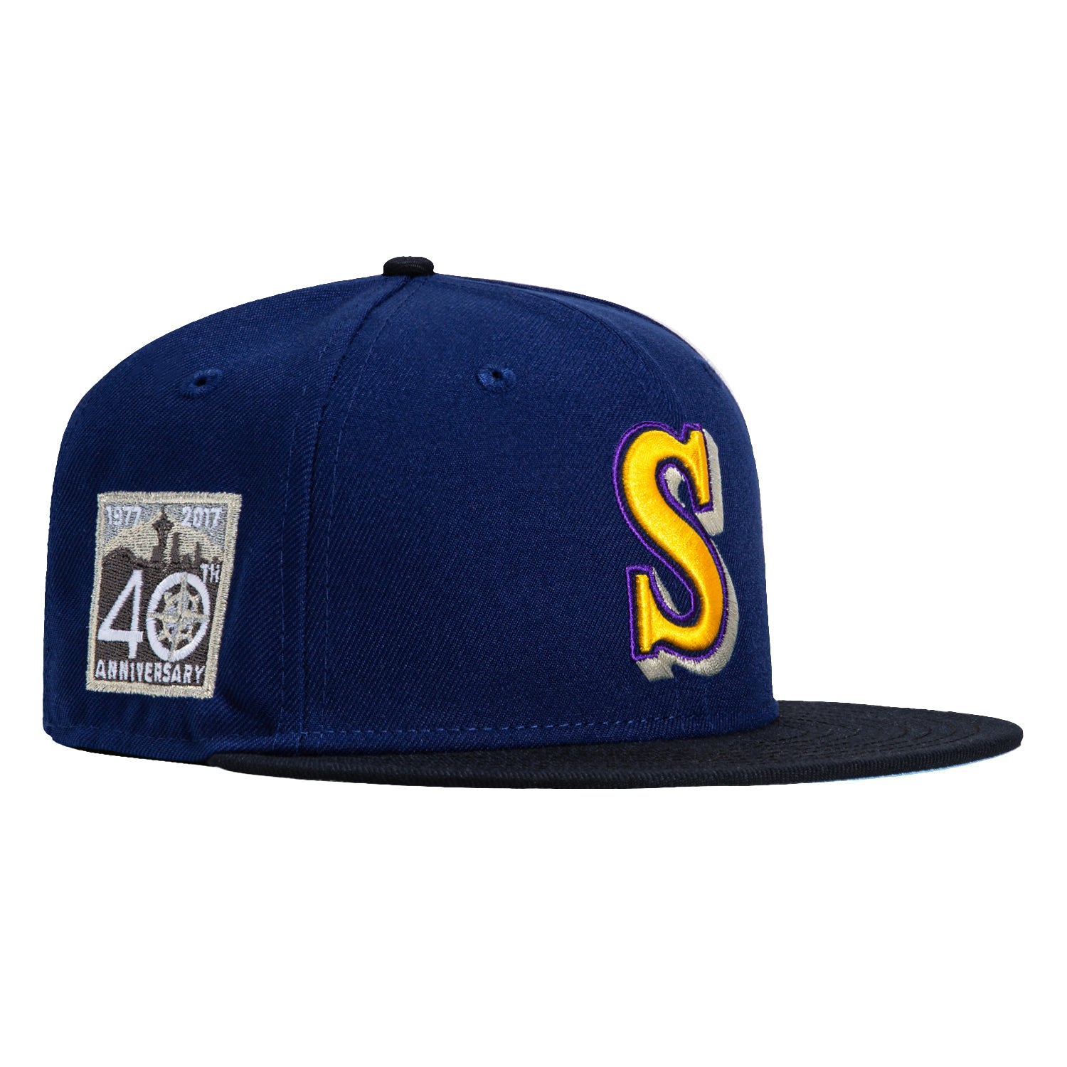 New Era 59Fifty Roll Out Pack Seattle Mariners 40th Anniversary Patch Baseball Cap - Royal & Navy Blue Adjustable Snapback Hat for Men | MLB Fan Gear, Sports Events & Casual Wear
