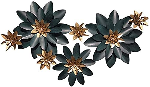 Large Metal Wall Art - Dark Green Wrought Iron Water Lily Flower Sculpture for Indoor & Outdoor Garden Decor | Perfect for Living Room, Patio, and Backyard Wall Hanging