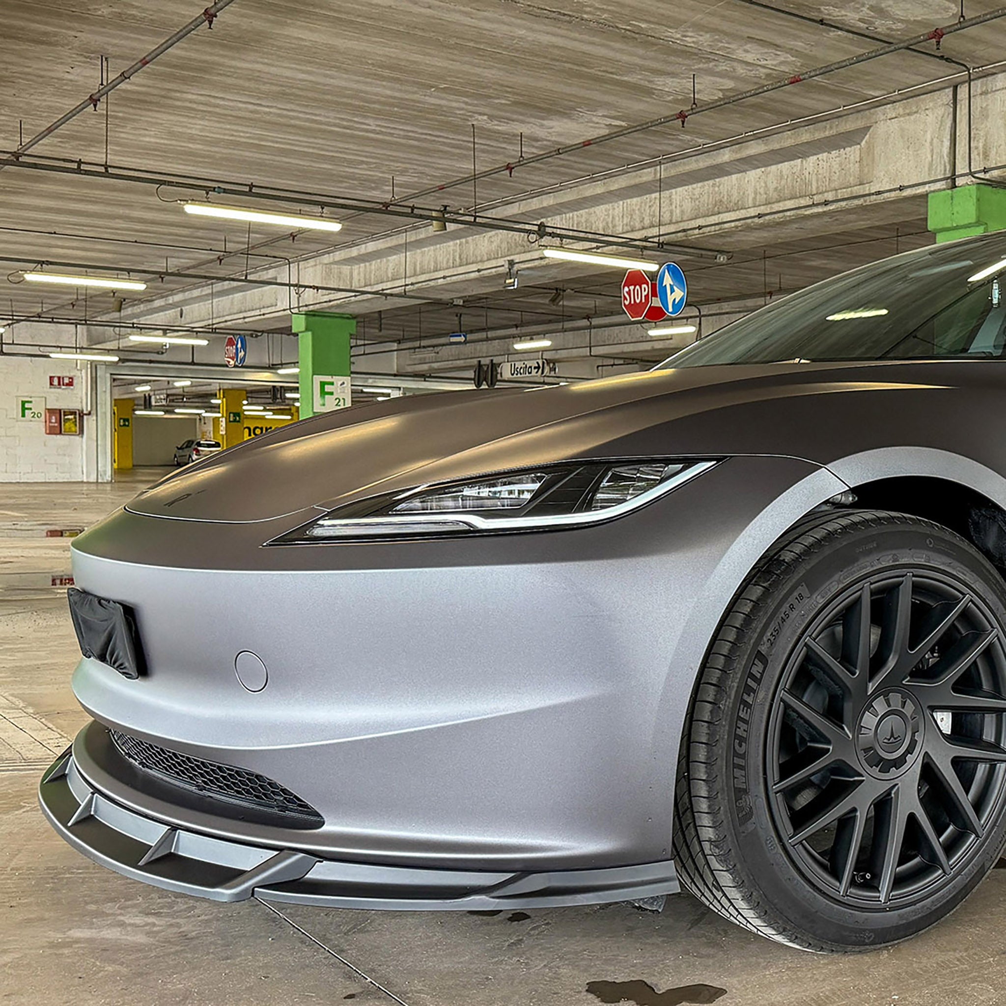 2024 Tesla Model 3 Highland Aero Front Lip Spoiler Kit (3-Piece) - Carbon Fiber Style - Enhanced Aerodynamics & Sporty Look - Perfect for Street Racing & Car Shows