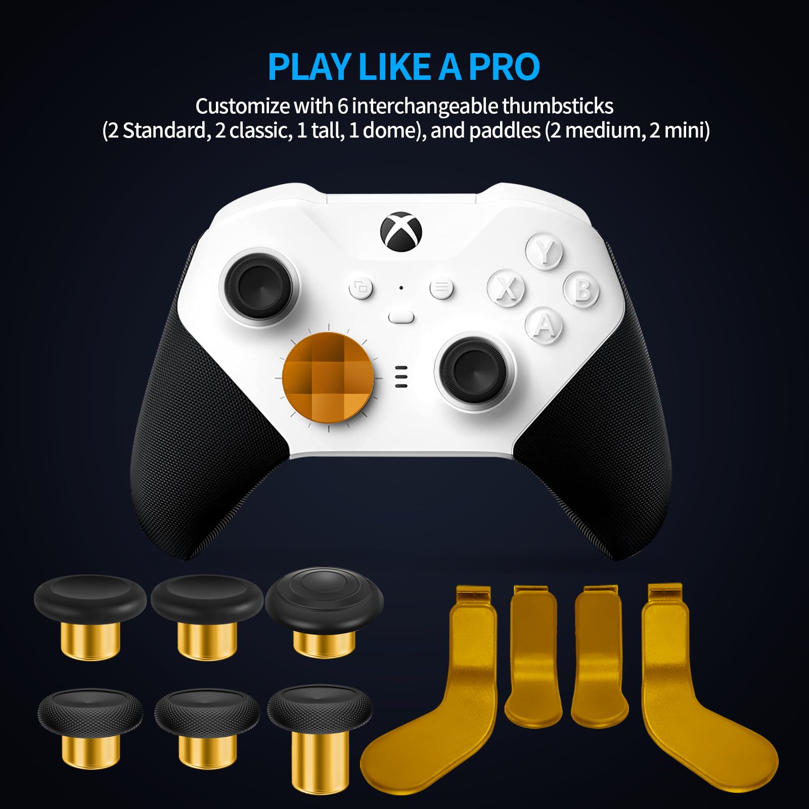 Xbox One Elite Series 2 & Core Controller Repair Kit - 6 Thumbsticks, 4 Paddles, 2 D-Pads, Charging Dock & Cable with Storage Case | Replacement Parts & Accessories for Gaming Enthusiasts | Perfect for Controller Maintenance & Competitive Play