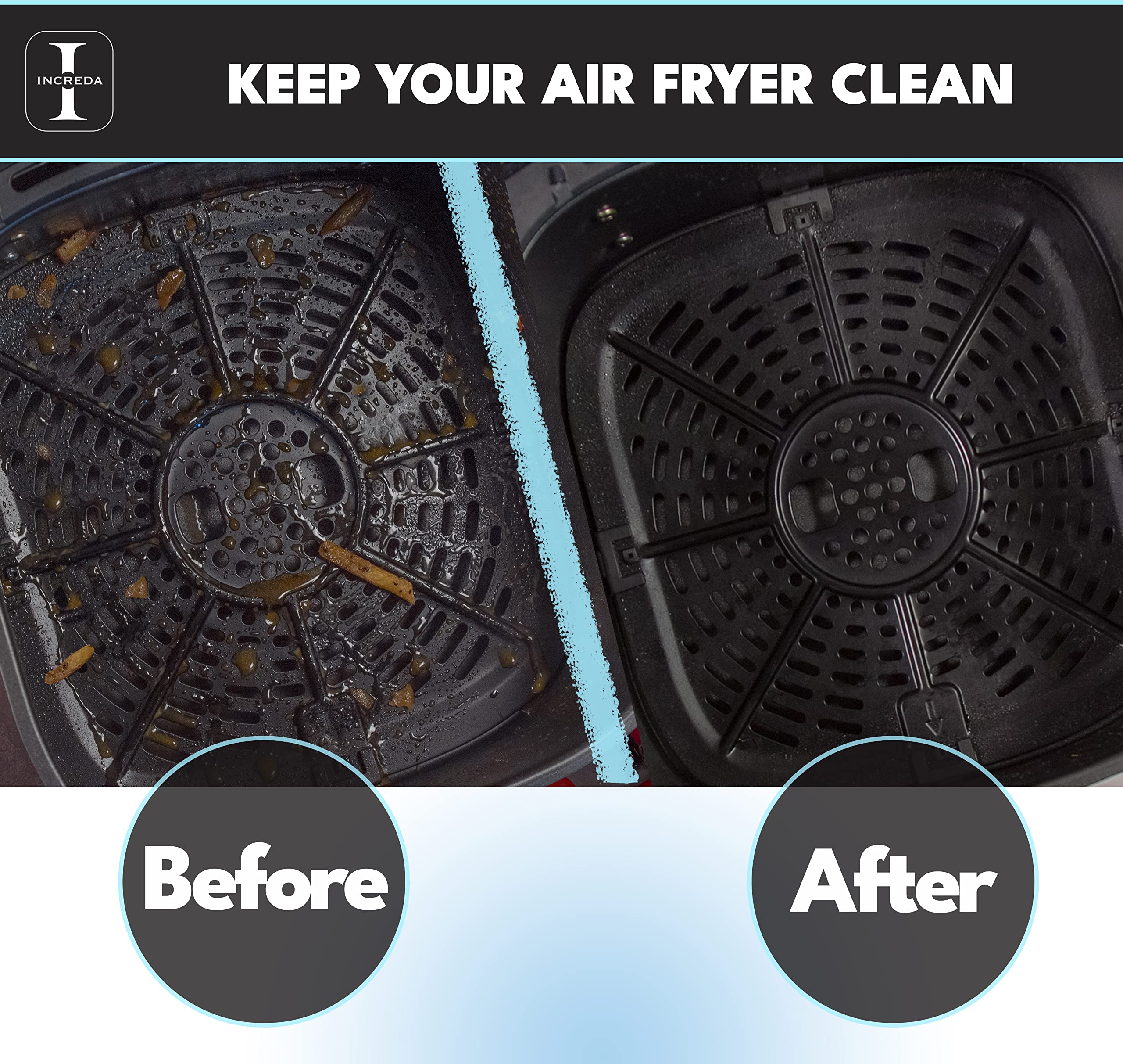 Increda 120-Pack 6.3 Inch Square Air Fryer Liners - Disposable Food Grade Greaseproof Paper for Air Fryer Baskets, Microwave & Oven - Comes with Reusable Protective Plastic Case - Perfect for Quick Meals, Healthy Cooking & Easy Cleanup