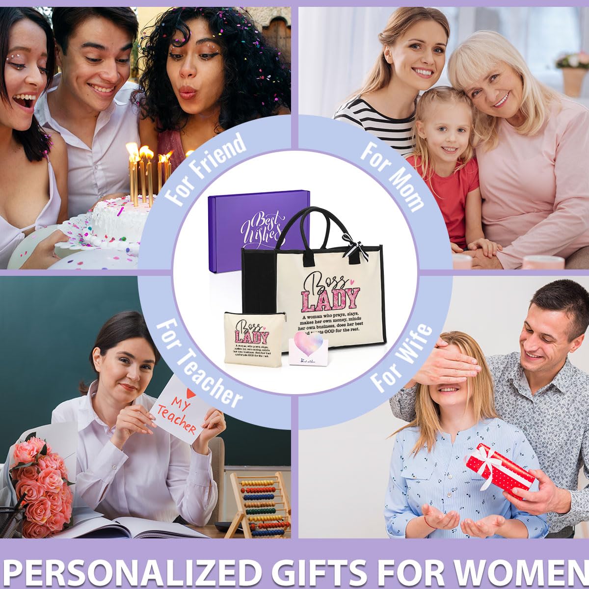 Boss Lady Gift Set - Premium Tote & Makeup Bag for Women | Perfect Boss Day, Appreciation, Thank You & Christmas Gifts | Ideal for Office, Travel & Professional Use