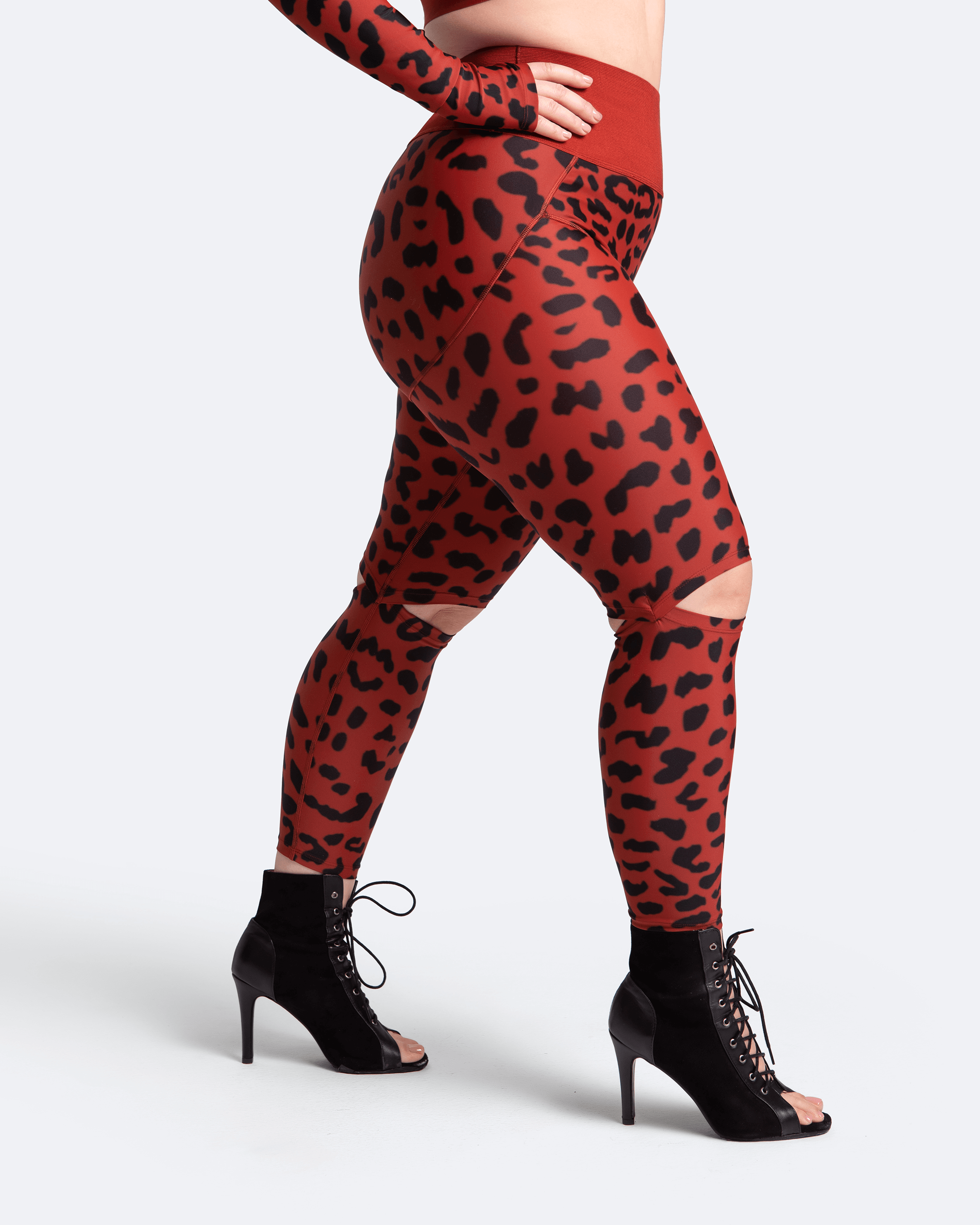 High Waist Knee Slit Yoga Leggings for Women - Stretchy Workout Pants for Running, Gym & Lounge