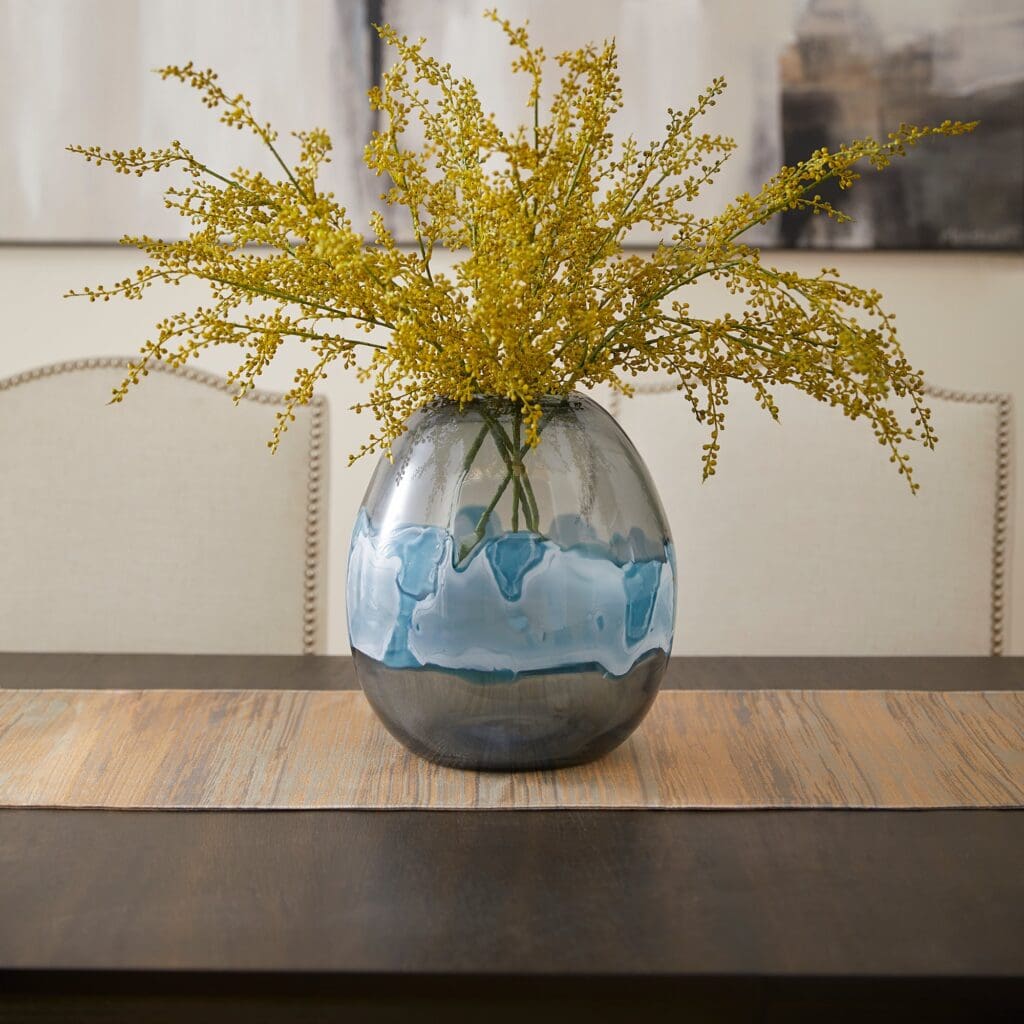Cyan Design 10462 Mescolare Vase - Blue and White Ceramic Vase, Medium Size - Perfect for Home Decor, Wedding Centerpieces & Floral Arrangements