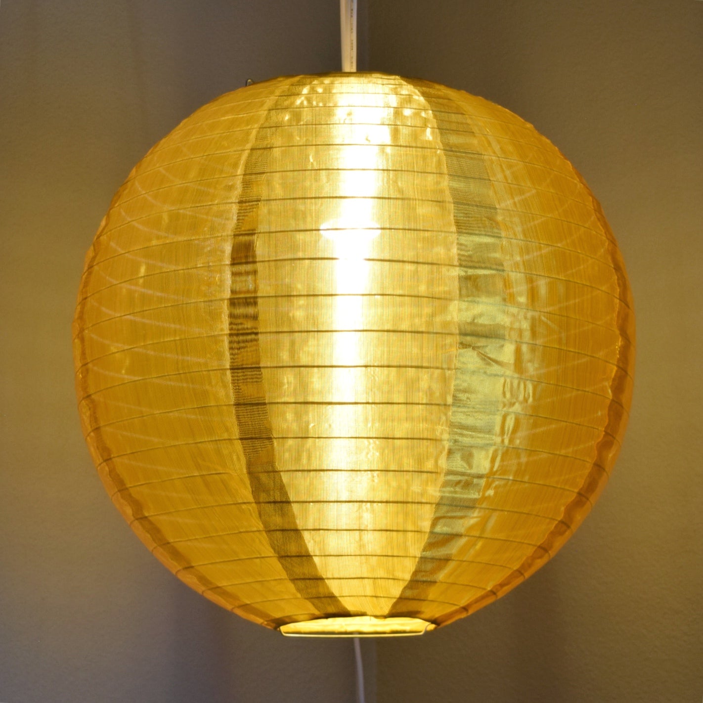 18 Inch Gold Shimmering Nylon Lantern with Even Ribbing - Durable Hanging Decoration for Party, Wedding, Garden & Home Decor