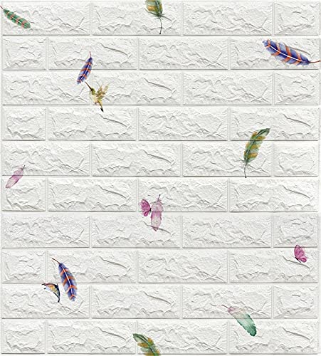 3D Effect Wall Sticker PE Foam DIY Home Decor - Self Adhesive Waterproof Brick Wallpaper for Kids Room, Bedroom, Kitchen - Easy Peel & Stick Wall Art (B010, 70cm x 77cm) - Perfect for Nursery, Living Room & Office Decor