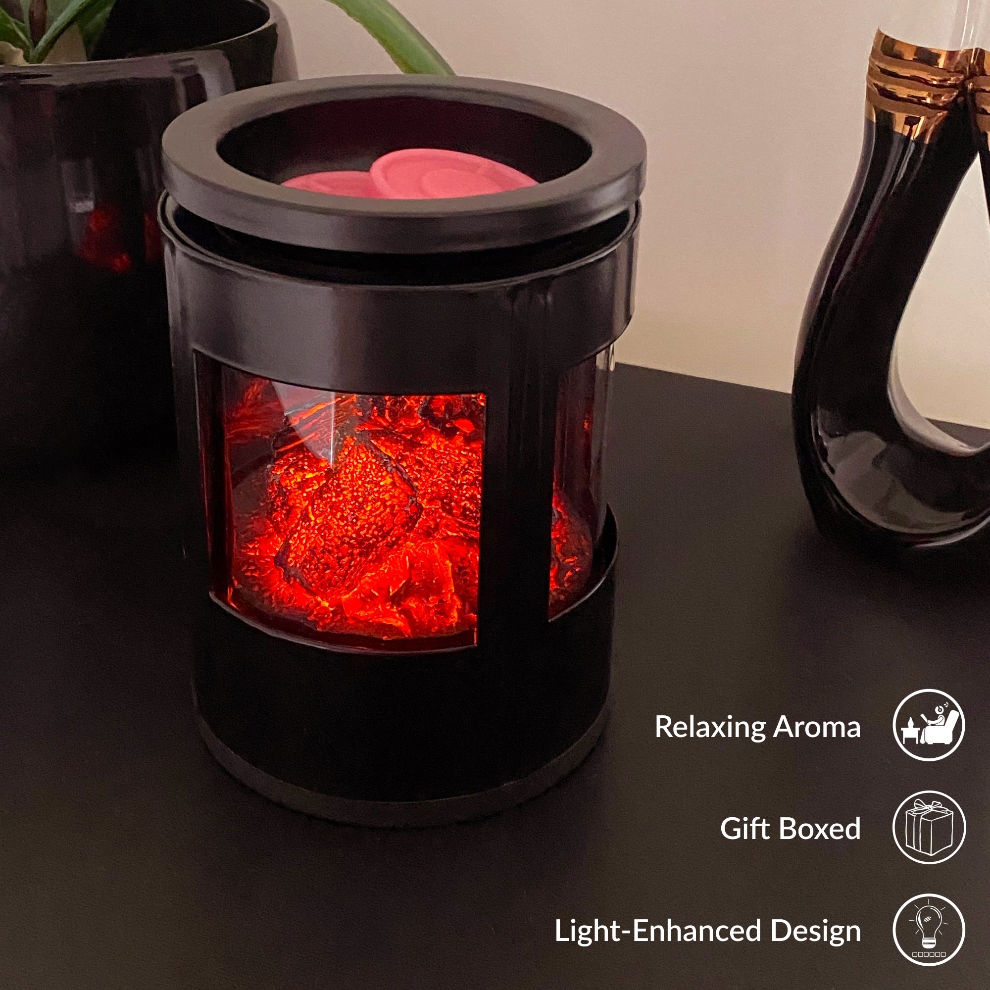 Cello Flickering Embers Electric Wax Melt Burner - Flameless Scented Wax Warmer for Home, Office & Spa Aromatherapy