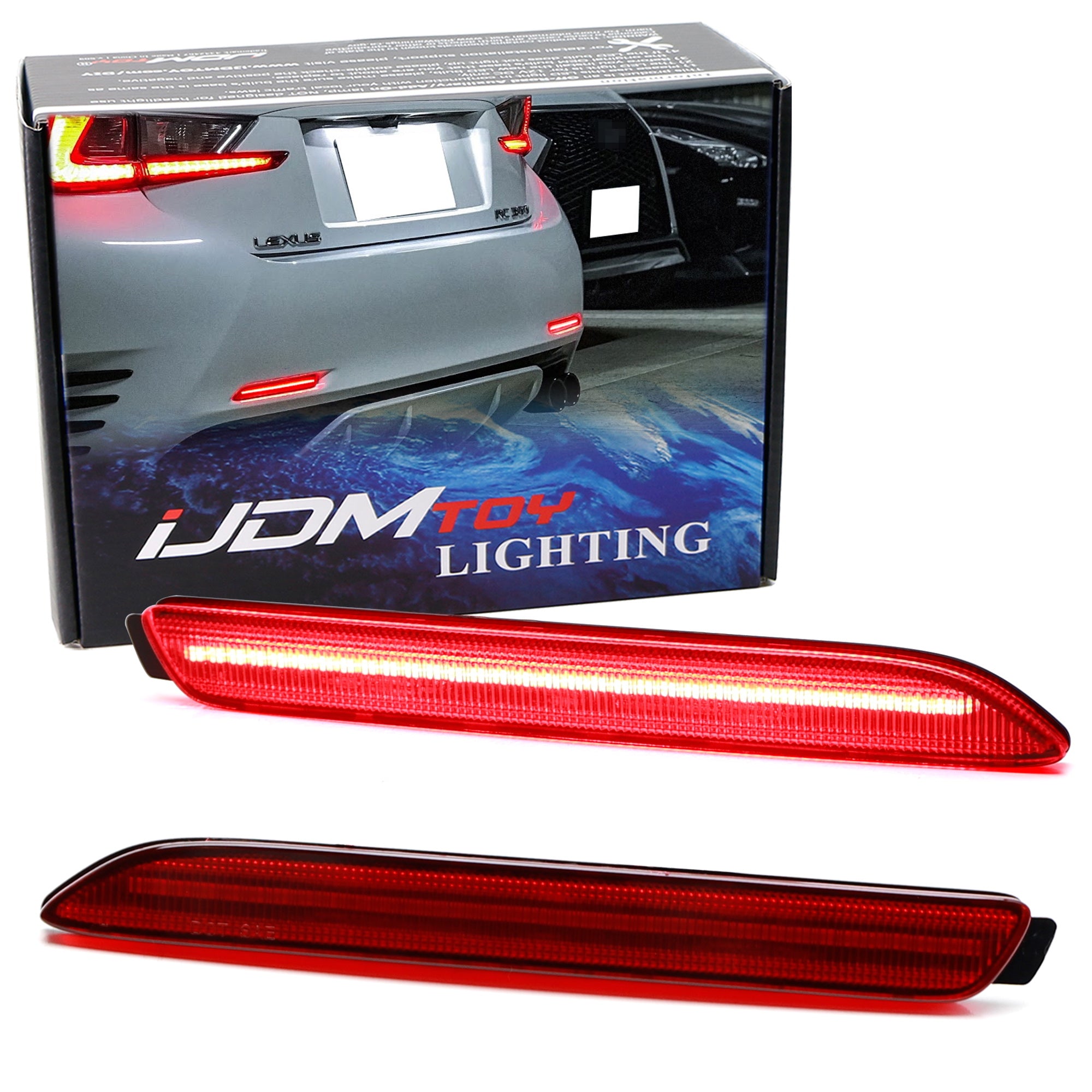 Dark Red Lens LED Strip Rear Bumper Reflector Lights for Lexus IS F RC NX RX GX - Upgrade Your Car's Style & Safety at Night