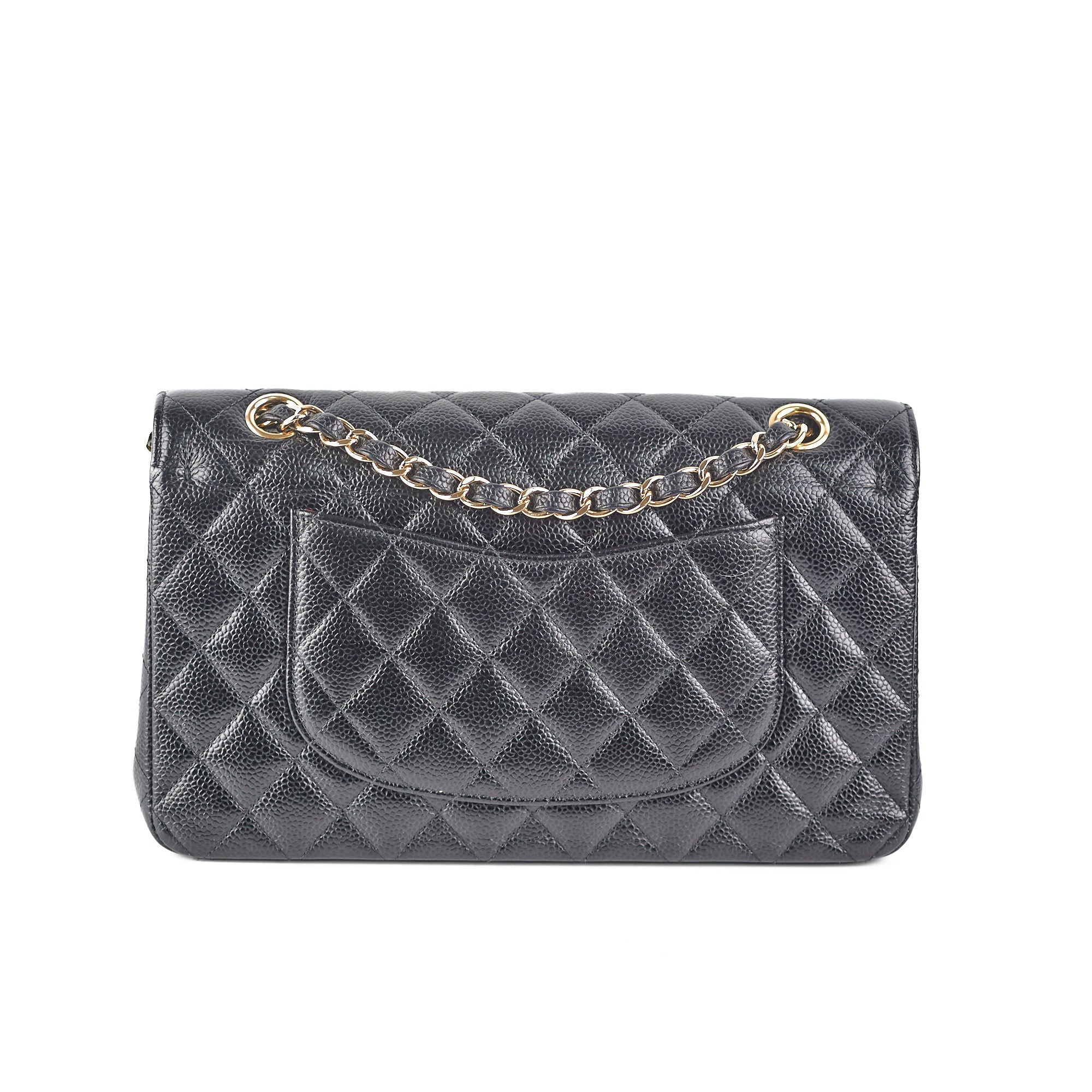 Chanel Classic Flap Bag Medium/Large Size in Black Caviar Leather - Luxury Designer Handbag for Women, Perfect for Work, Evening Events & Special Occasions