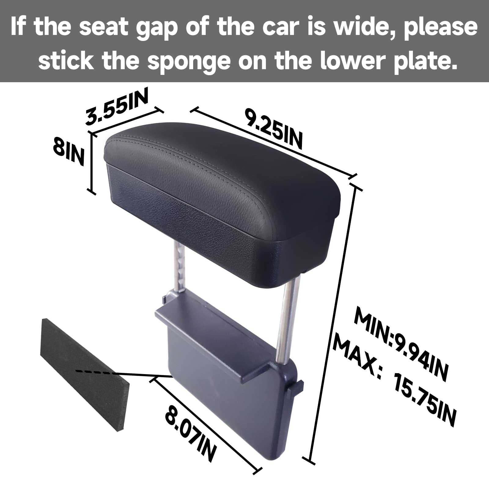 Universal Car Armrest Storage Box & Seat Gap Organizer - Adjustable Forearm Wrist Support for Most Vehicles | Car Accessories for Comfort & Organization (Black) - Perfect for Road Trips, Commuting & Daily Driving