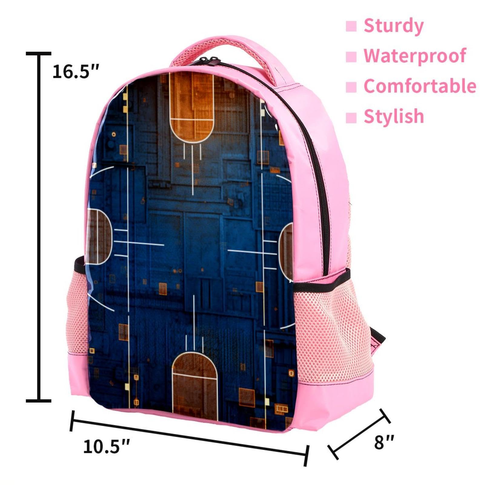 Men's & Women's Travel Backpack - Durable & Stylish Art Basketball Court Design Backpack for Hiking, Gym, School & Daily Commute
