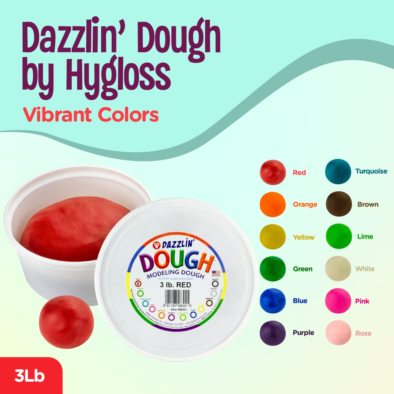 Hygloss Play Modeling Dough - 3lb Bulk Pack | Non-Toxic & Unscented Kids Art Supplies | Easter Basket Stuffers, Classroom Crafts, Party Favors | Safe for Children's Sensory Play & Creative Activities
