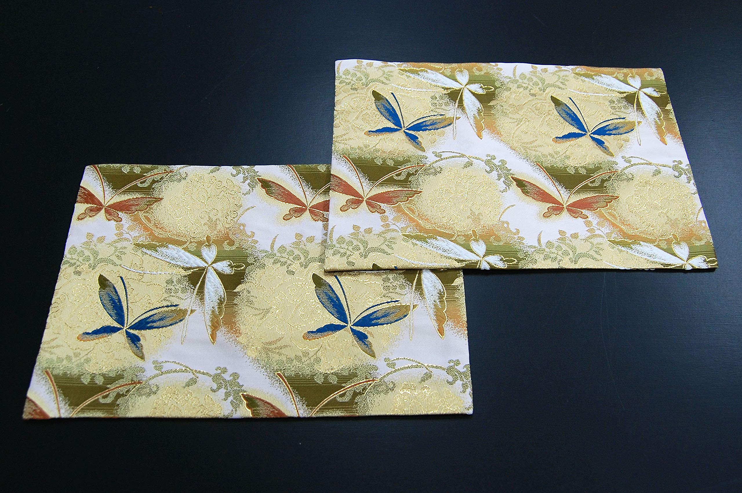 Premium Japanese Style Tea Mat - SHINSENDO Butterfly Design (Set of 2) for Tea Ceremony, Home Decor & Zen Meditation Space