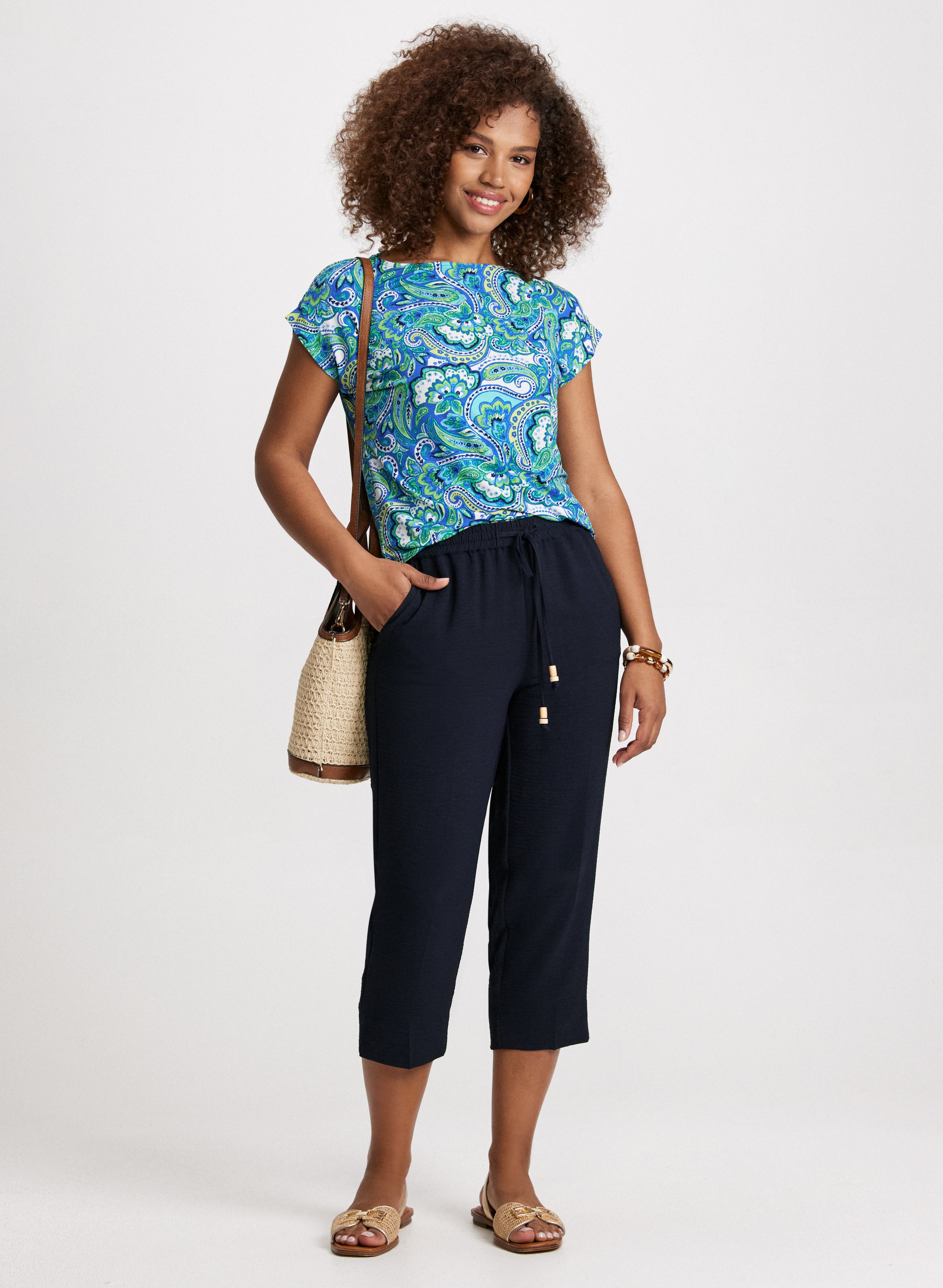 Women's Cuffed Sleeve Paisley Print Blouse - Stylish Floral Pattern Top for Casual Wear, Office & Date Night
