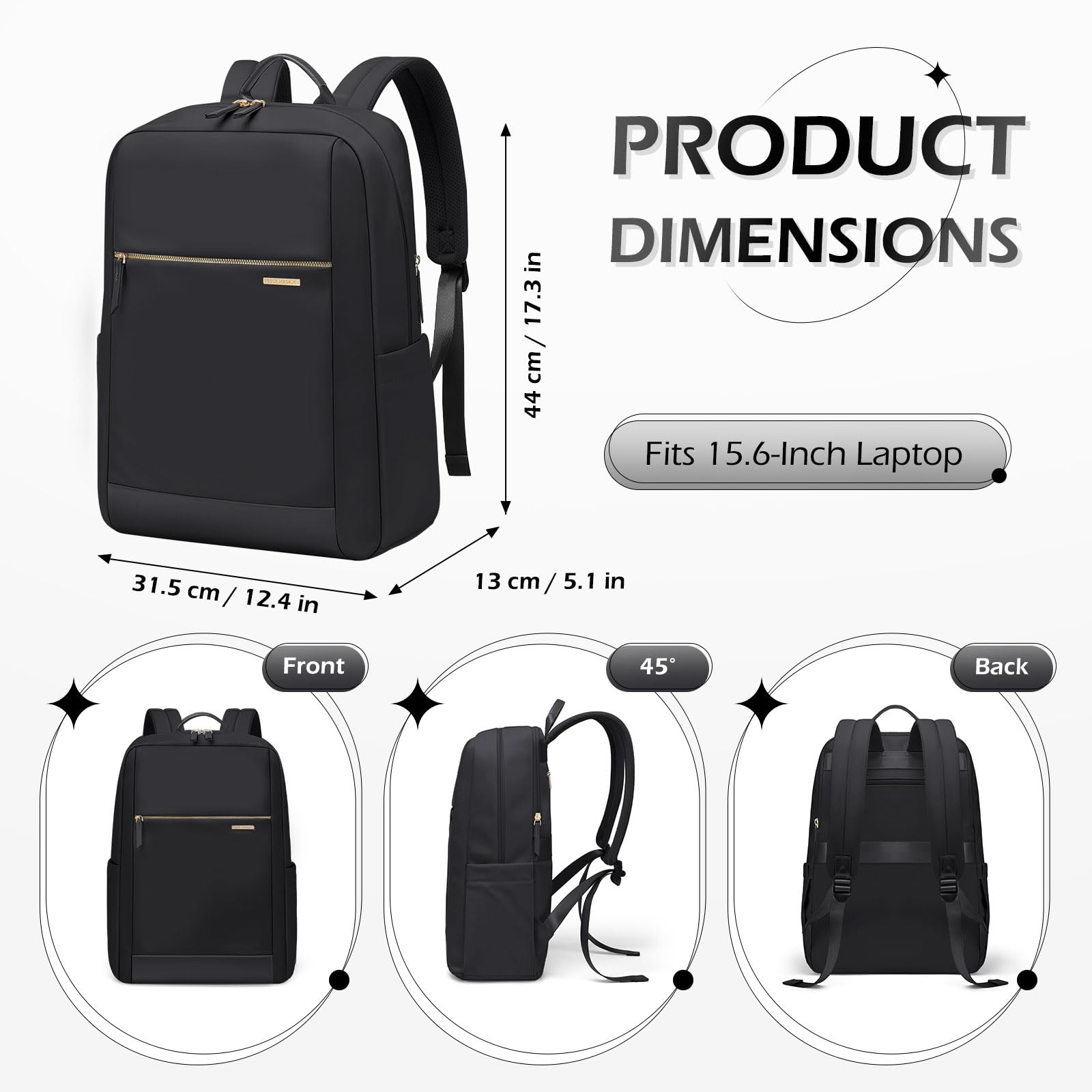 Anti-Theft Laptop Backpack for Women & Men - Waterproof 15.6