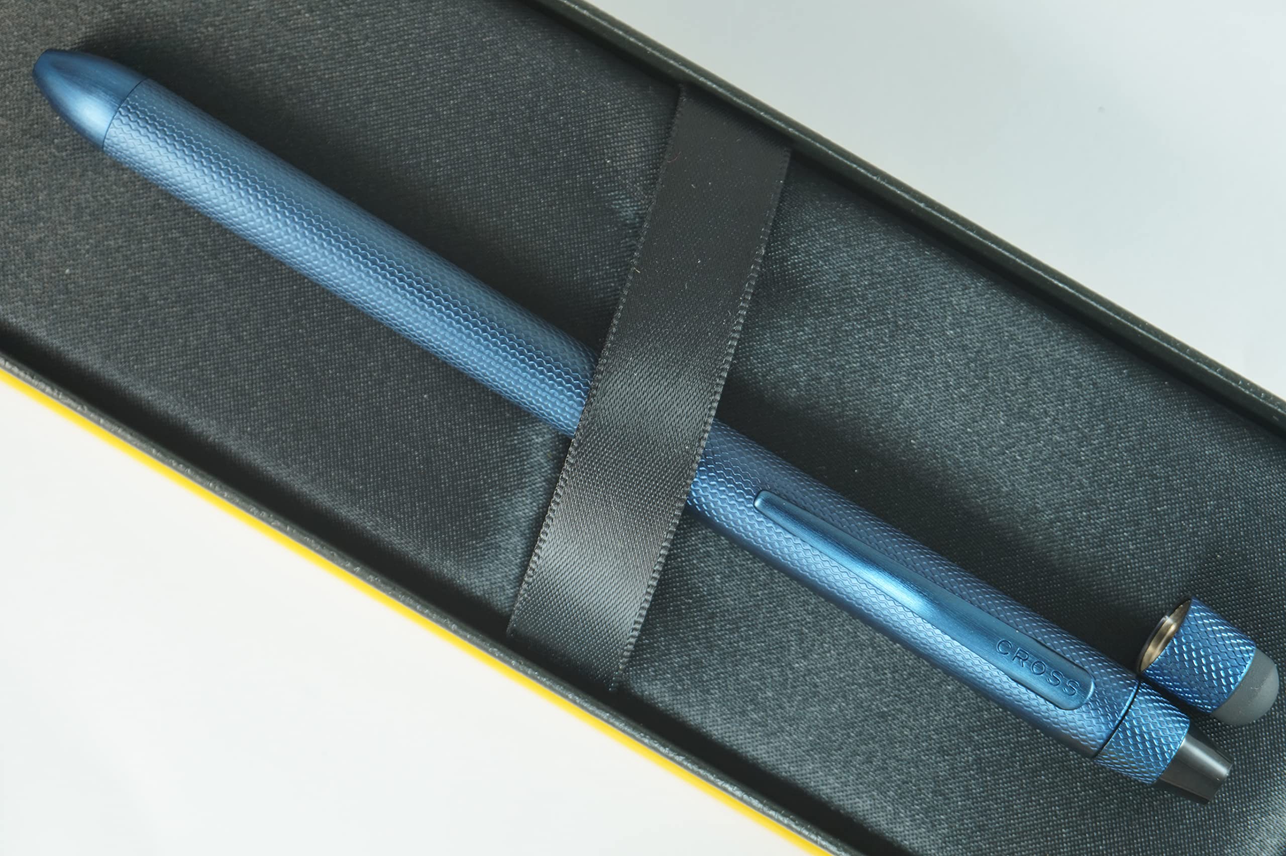 Cross Tech3+ Multi-Function Pen - 0.5mm Pencil, Black & Red Ink Refills, Brushed Dark Blue Diamond Barrel with Interchangeable Caps | Perfect for Office, School & Professional Use