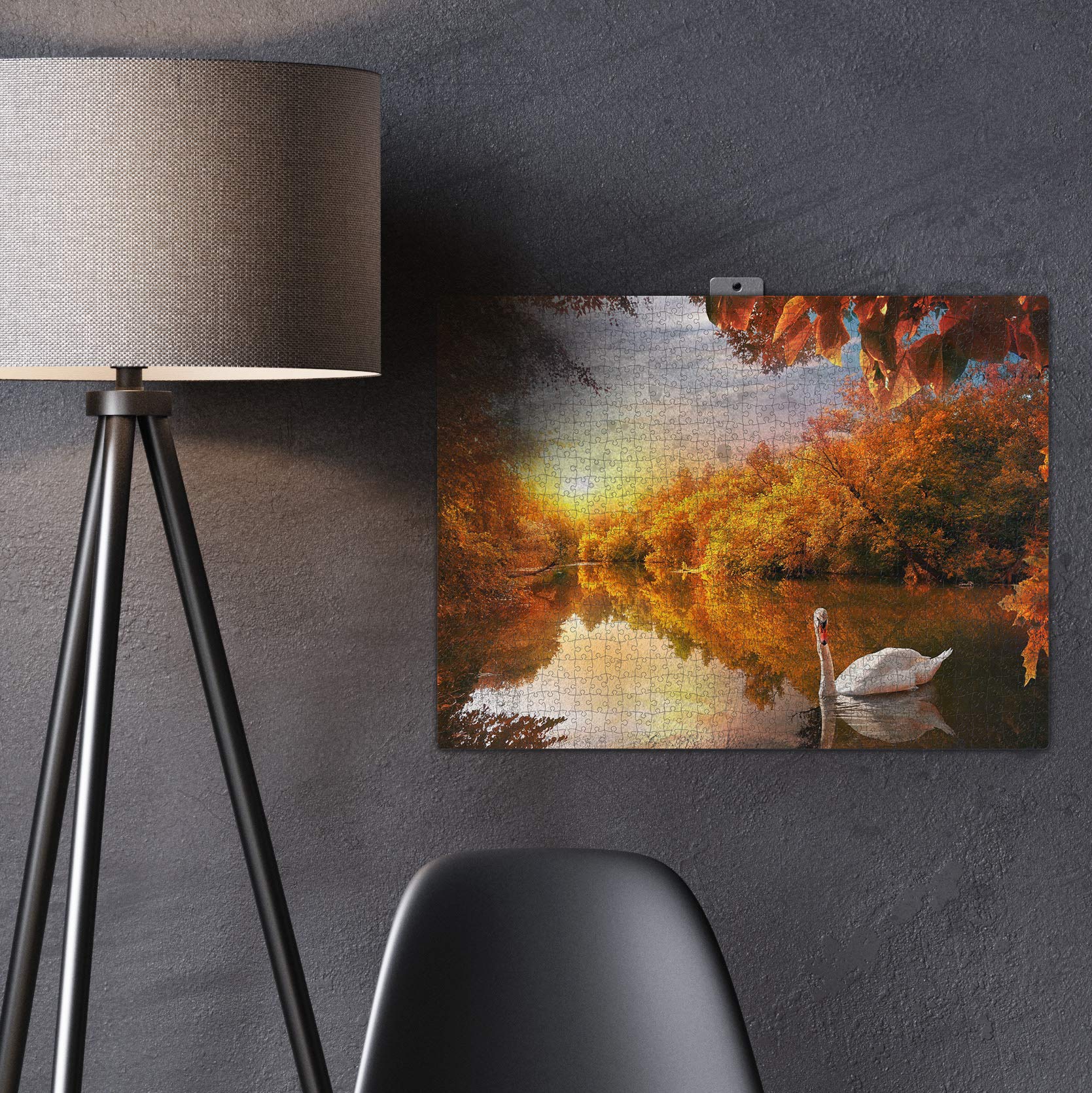QuizQuirk 1000 Piece Jigsaw Puzzle - Autumn Swan Lake Landscape Puzzle for Adults & Teens | Challenging Puzzle with Puzzle Saver Kit | Perfect for Family Game Night, Stress Relief & Home Decor