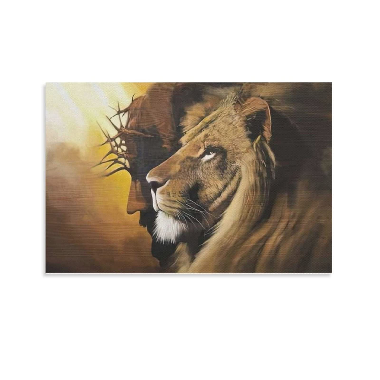 Abstract Lion of Judah Jesus Christ Canvas Wall Art - Modern Contemporary Unframed 16x24 inch (40x60cm) for Living Room & Office Decor - Perfect for Home, Church & Spiritual Spaces