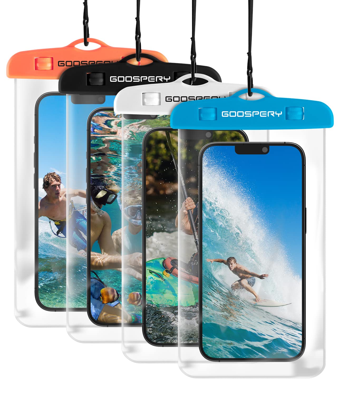 **GOOSPERY 4-Pack Universal Waterproof Phone Pouch – Underwater Dry Case for iPhone 14/13/12/11 Pro Max/Mini/XS/XR & Galaxy S23/S22/S21/S20/Note20 (Up to 6.8