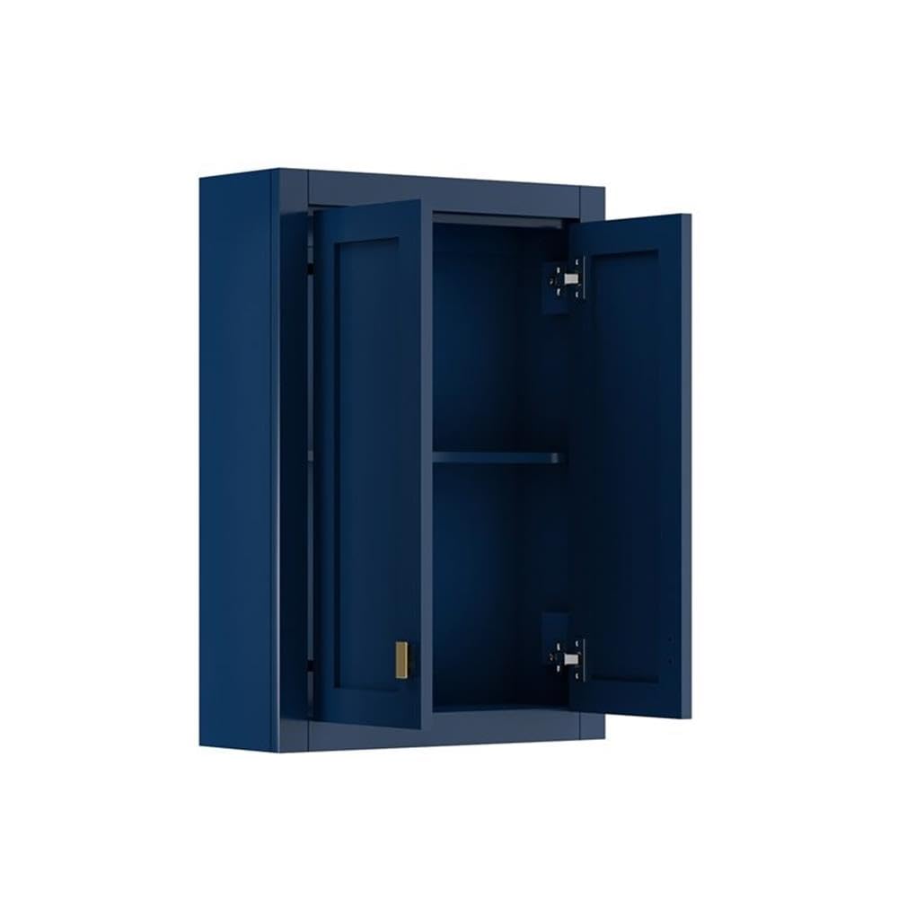 Water Creation Madison 33-Inch Solid Hardwood Medicine Cabinet in Blue/Chrome - Perfect for Bathroom Storage & Organization | Rustic Bathroom Decor | Wall-Mounted Mirror Cabinet