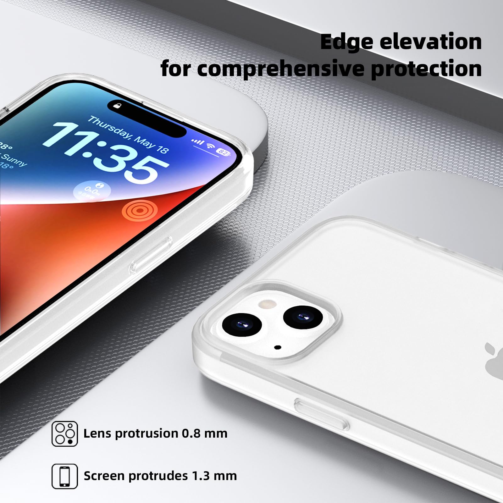 Premium Shockproof iPhone 15 Case - Clear Drop Protection Cover with Anti-Yellowing & Non-Marking Back | Raised Edge Screen & Camera Protection | Unisex Design for Everyday Use & Outdoor Activities