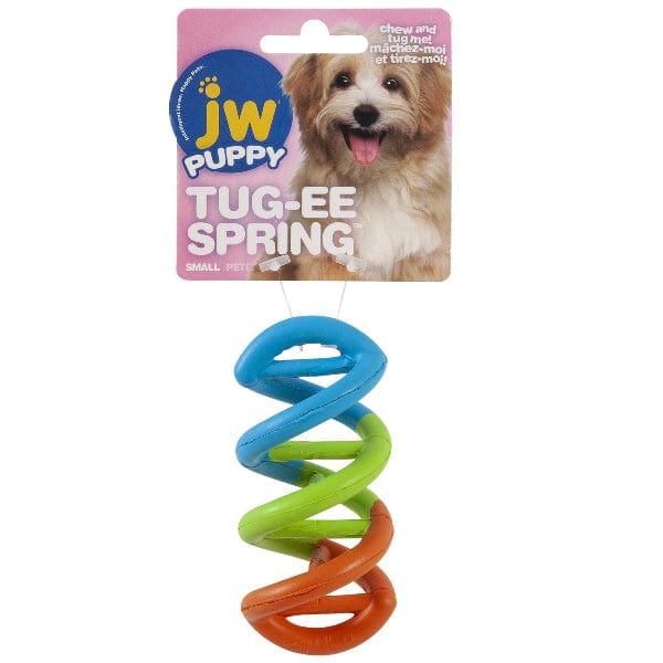 JW Puppy Tug ee Spring Dog Toy - Durable Chew Toy for Puppies & Small Dogs - Interactive Fetch & Tug of War Play - Perfect for Indoor & Outdoor Playtime