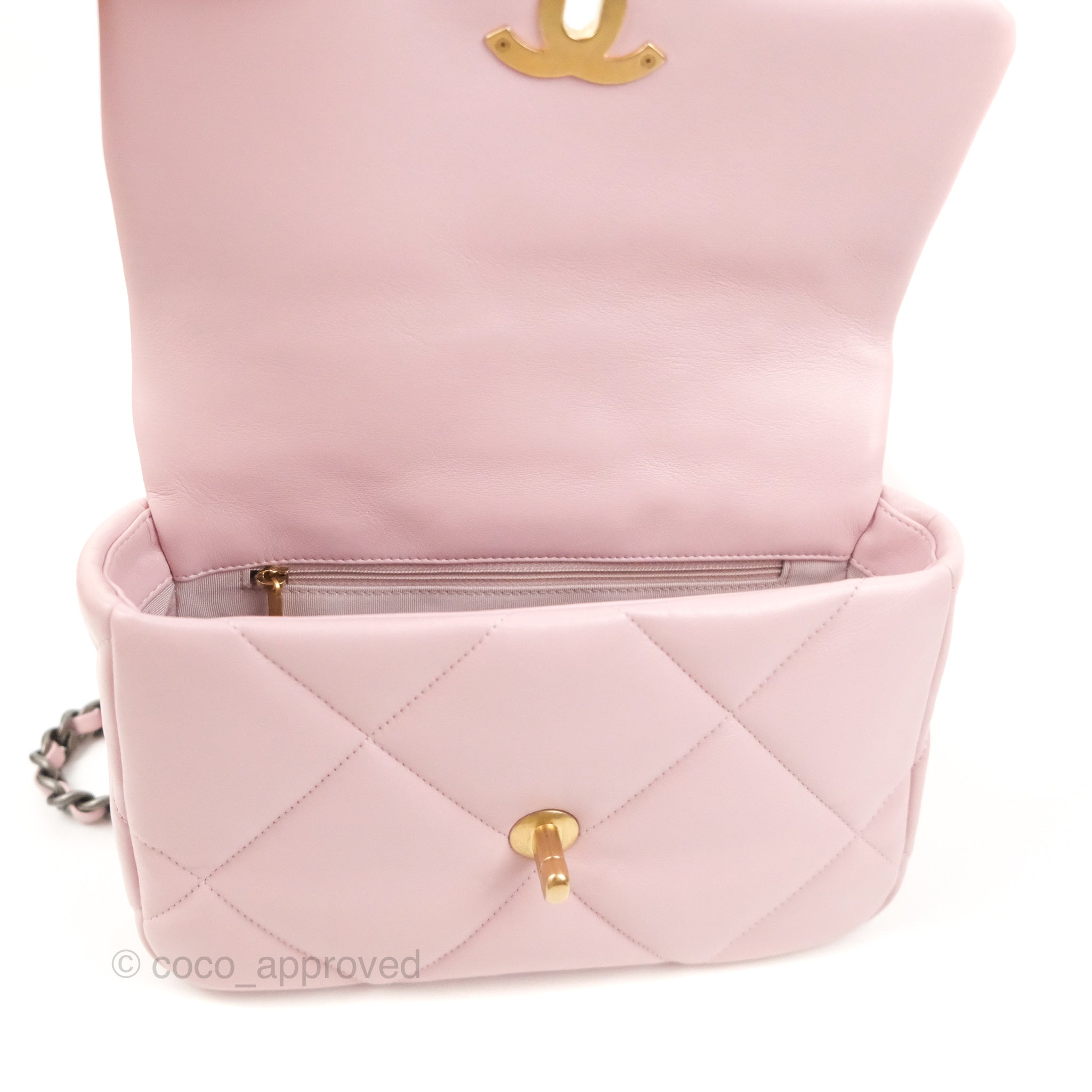 Chanel 19 Small Flap Bag Rose Clair Lambskin Leather with Mixed Hardware 21S Collection - Perfect for Date Night & Luxury Fashion Accessories