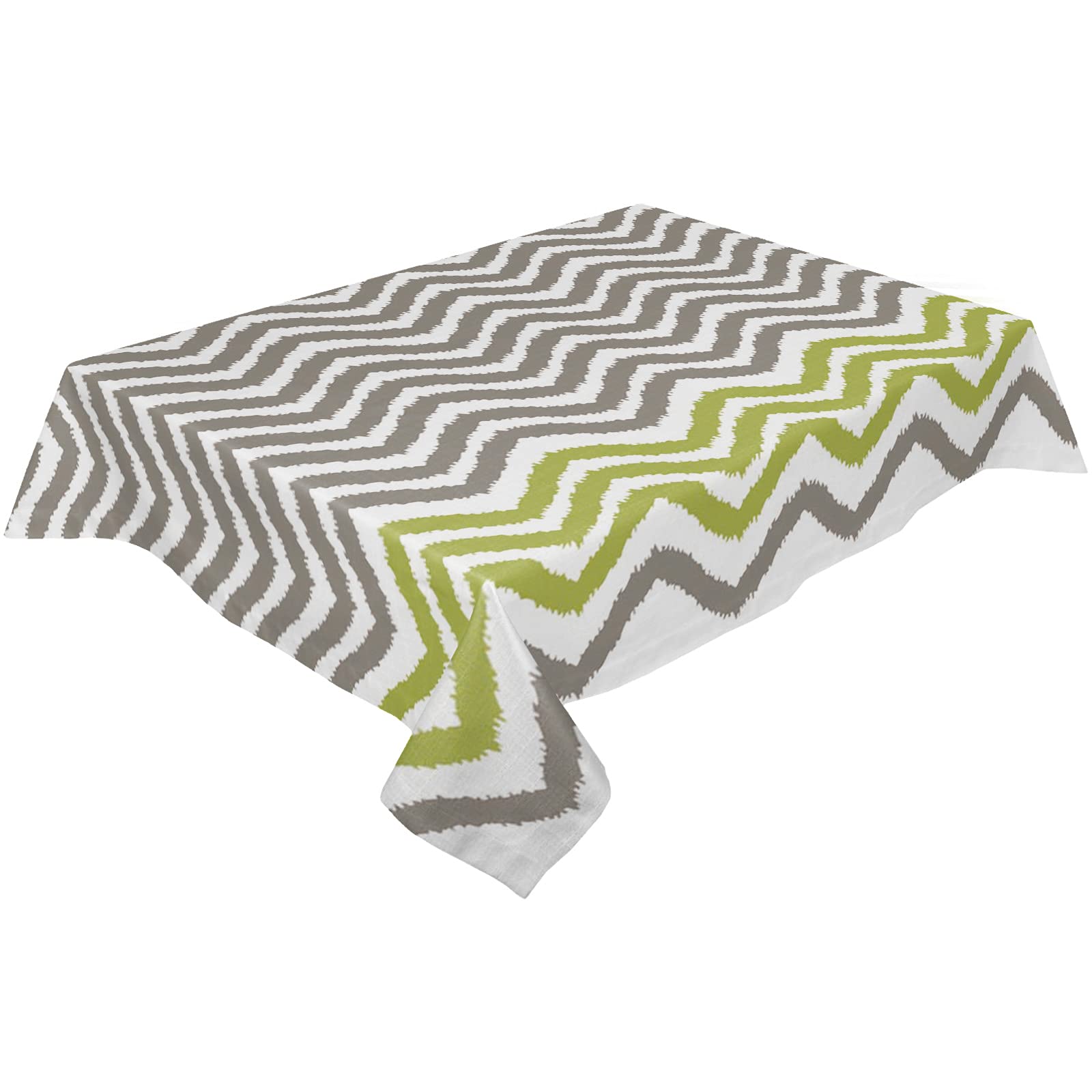 60x84 Inch Rectangle Tablecloth - Abstract Chevron Waterproof Stain Resistant Polyester Table Cover for Dining Table, Parties, Camping | Washable & Durable | Yellow Zig Zag Stripes Design | Perfect for Indoor & Outdoor Events