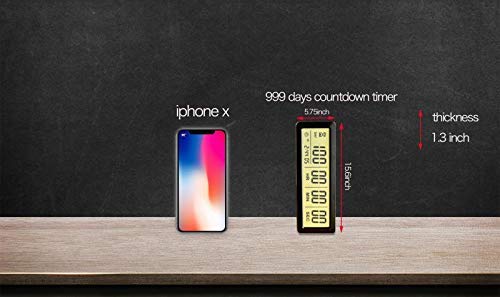 Digital 999 Days Countdown Timer with Display - Perfect for Retirement, Vacation, Exams, Weddings, Labs, Kitchen Projects & Meetings (Includes 2C Batteries, Black) - Ideal for Event Planning, Goal Tracking & Time Management